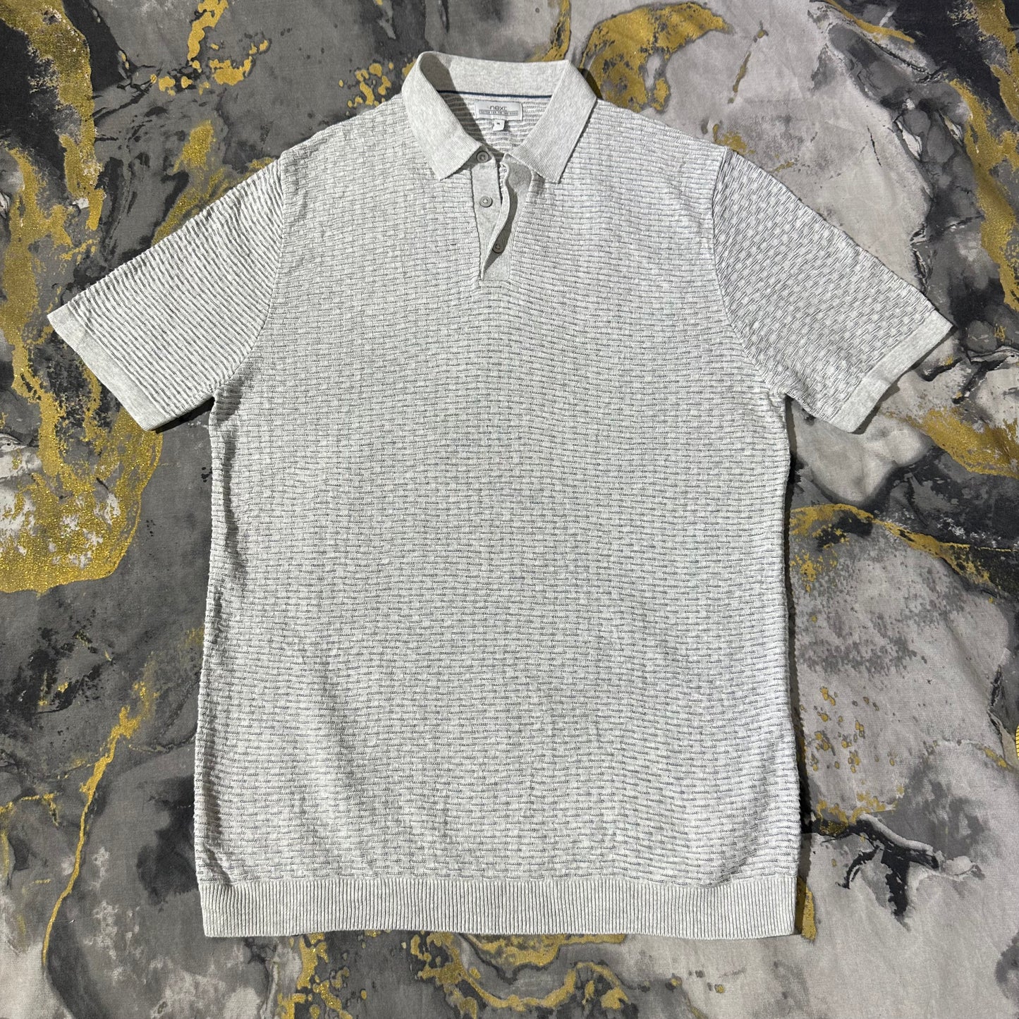 Next Gray Textured Knitted Polo