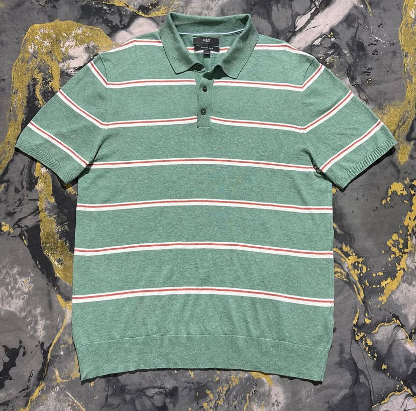 Light Green Striped Polo