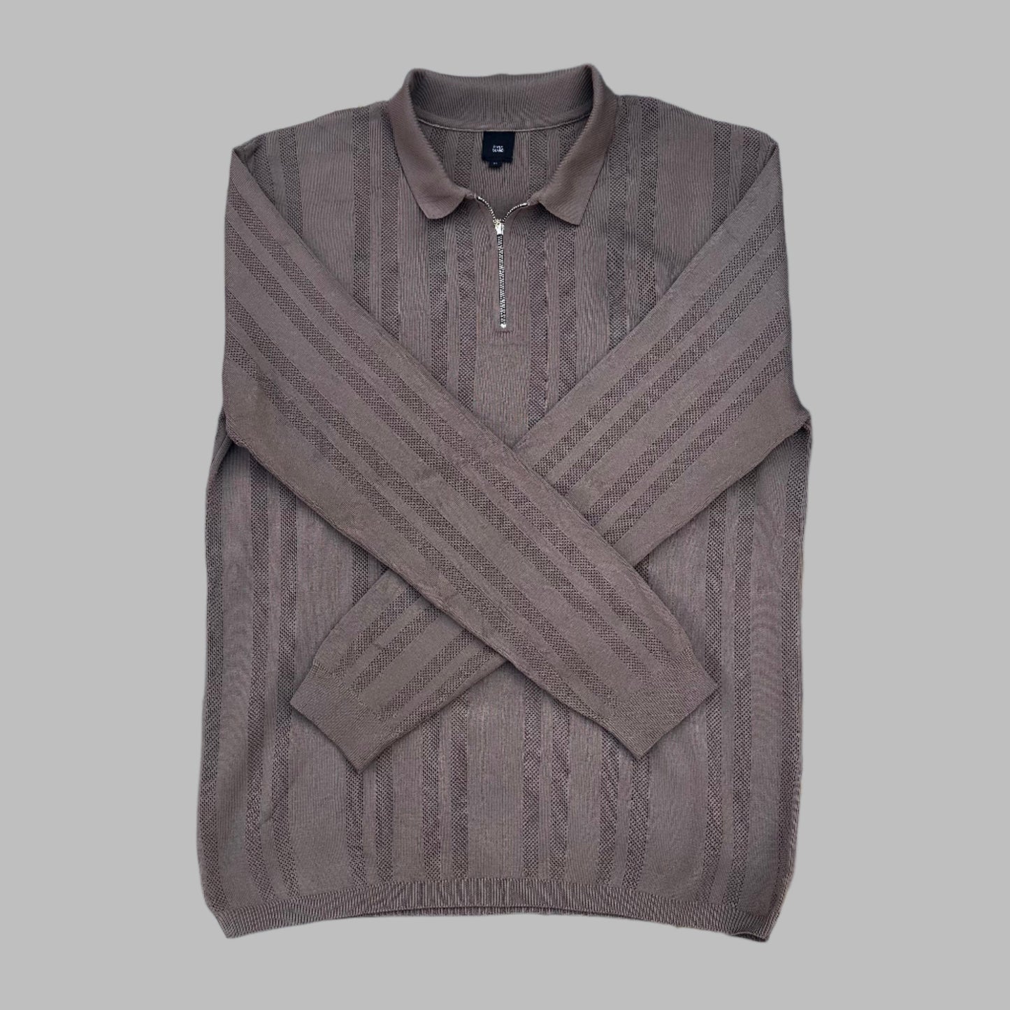 Large Brown Full Sleeves Half Zipper