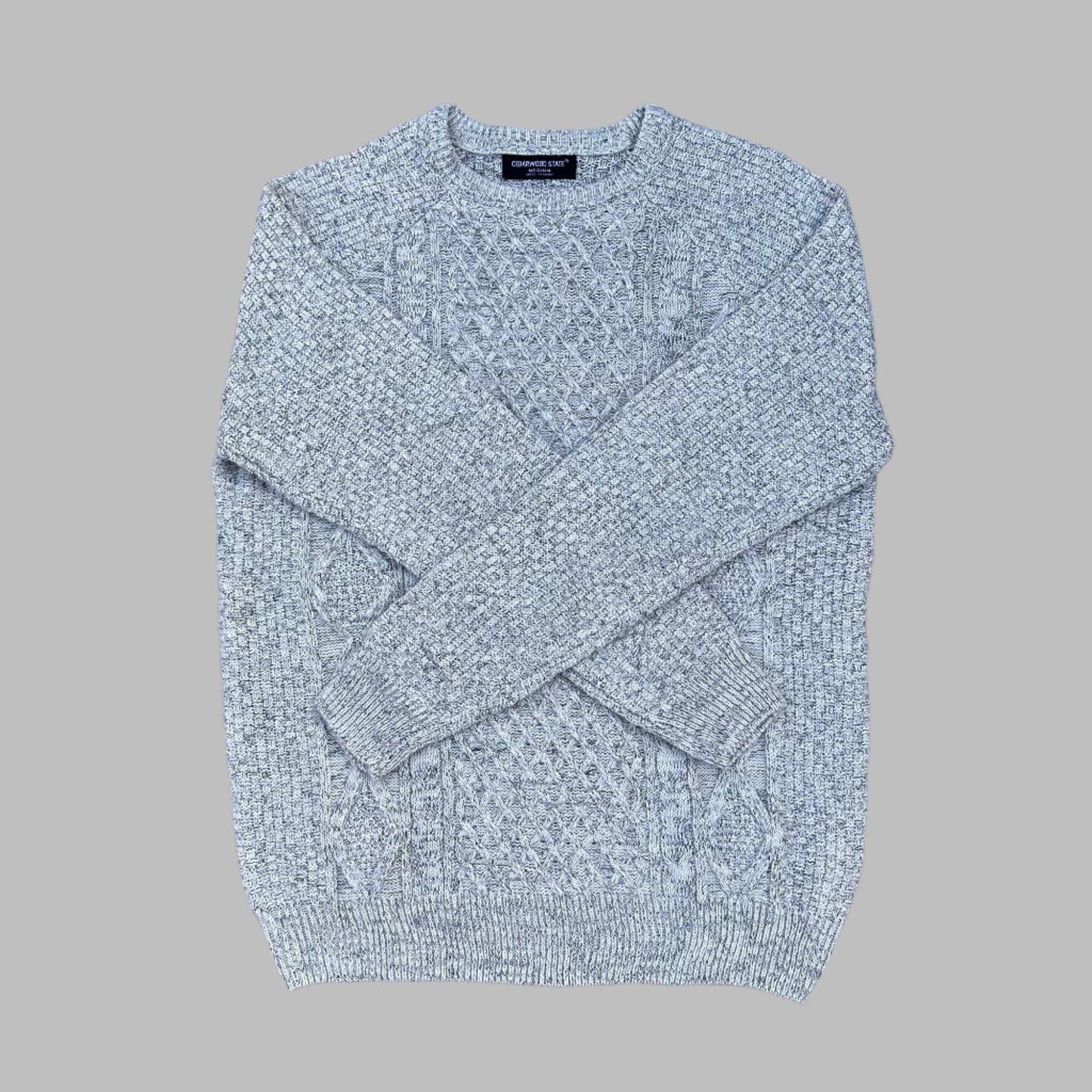 X-Large Grey Knitted Full Sleeves Sweater