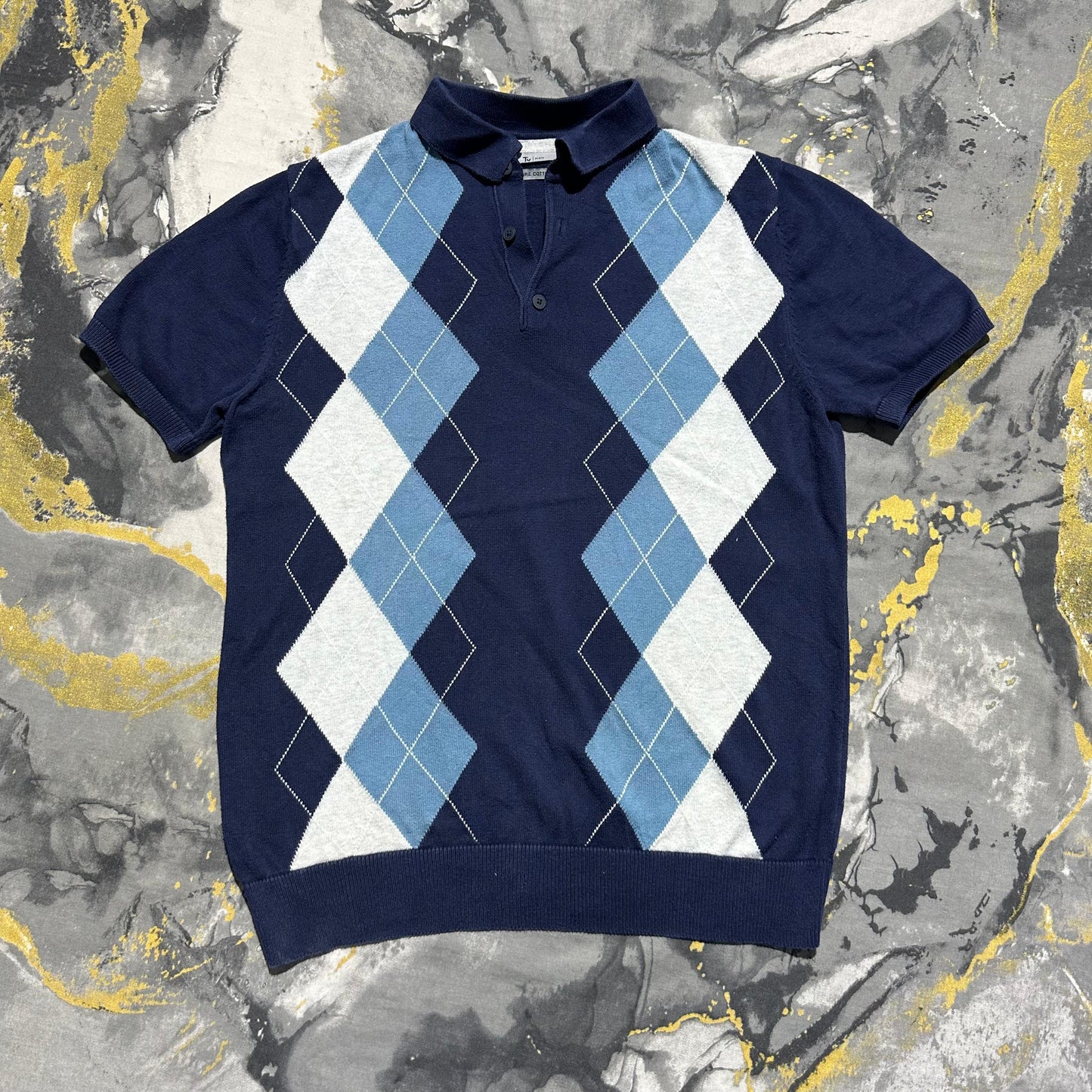 Navy-Blue Patterned Polo