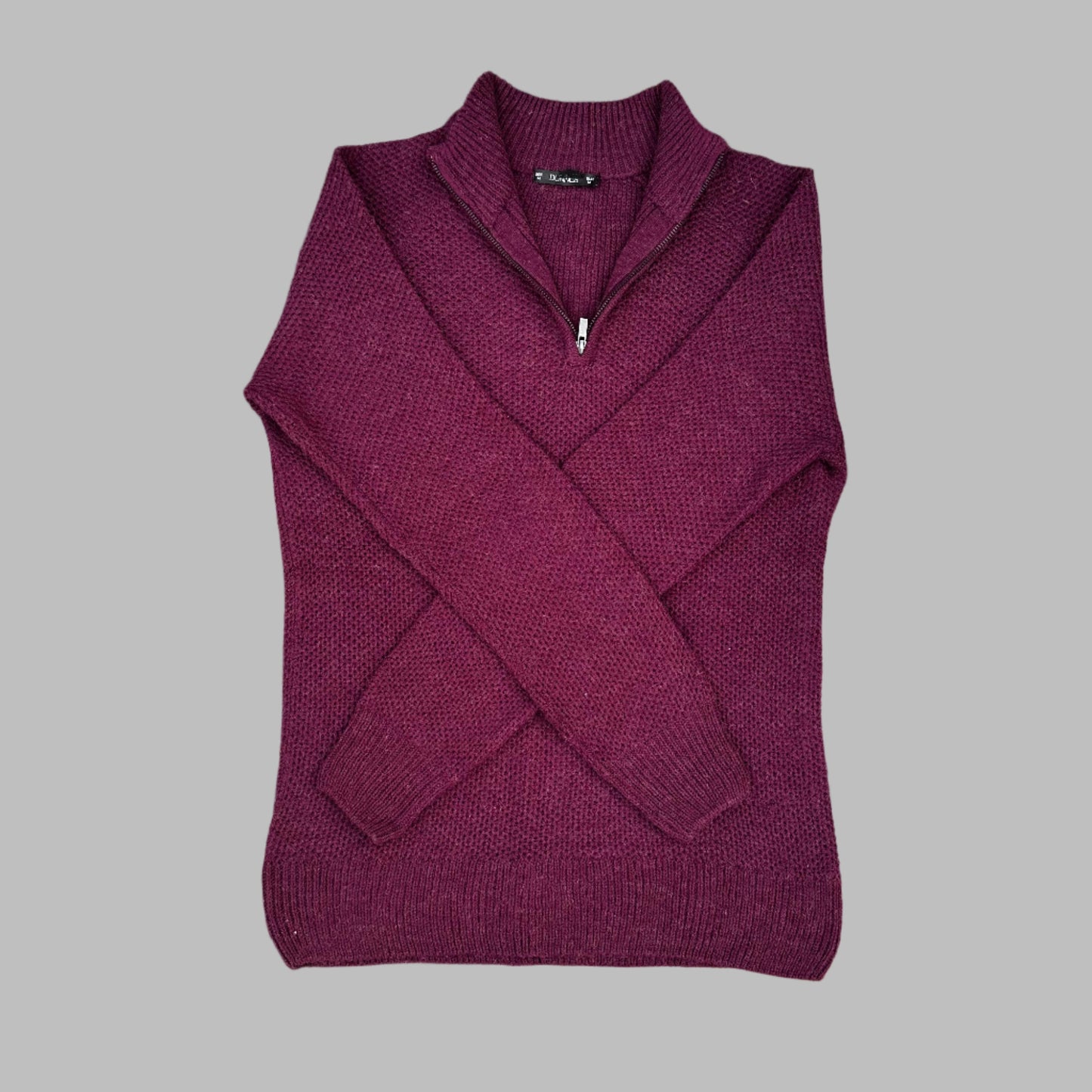 Reddish Maroon Full Sleeves Half Zipper