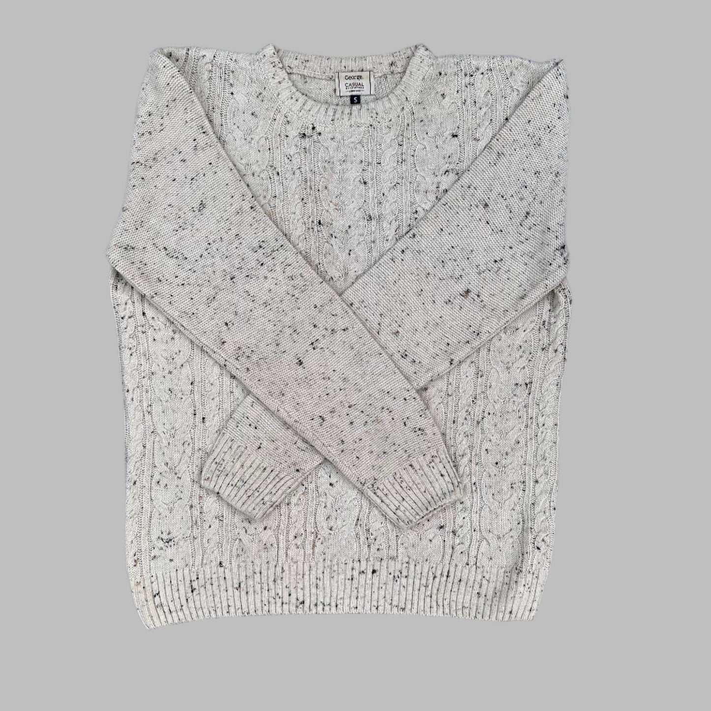 White Full Sleeves Knitted Sweater
