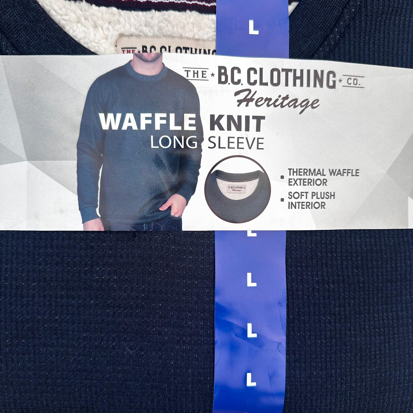 Navy Blue Waffle Knit Full Sleeves Sweater