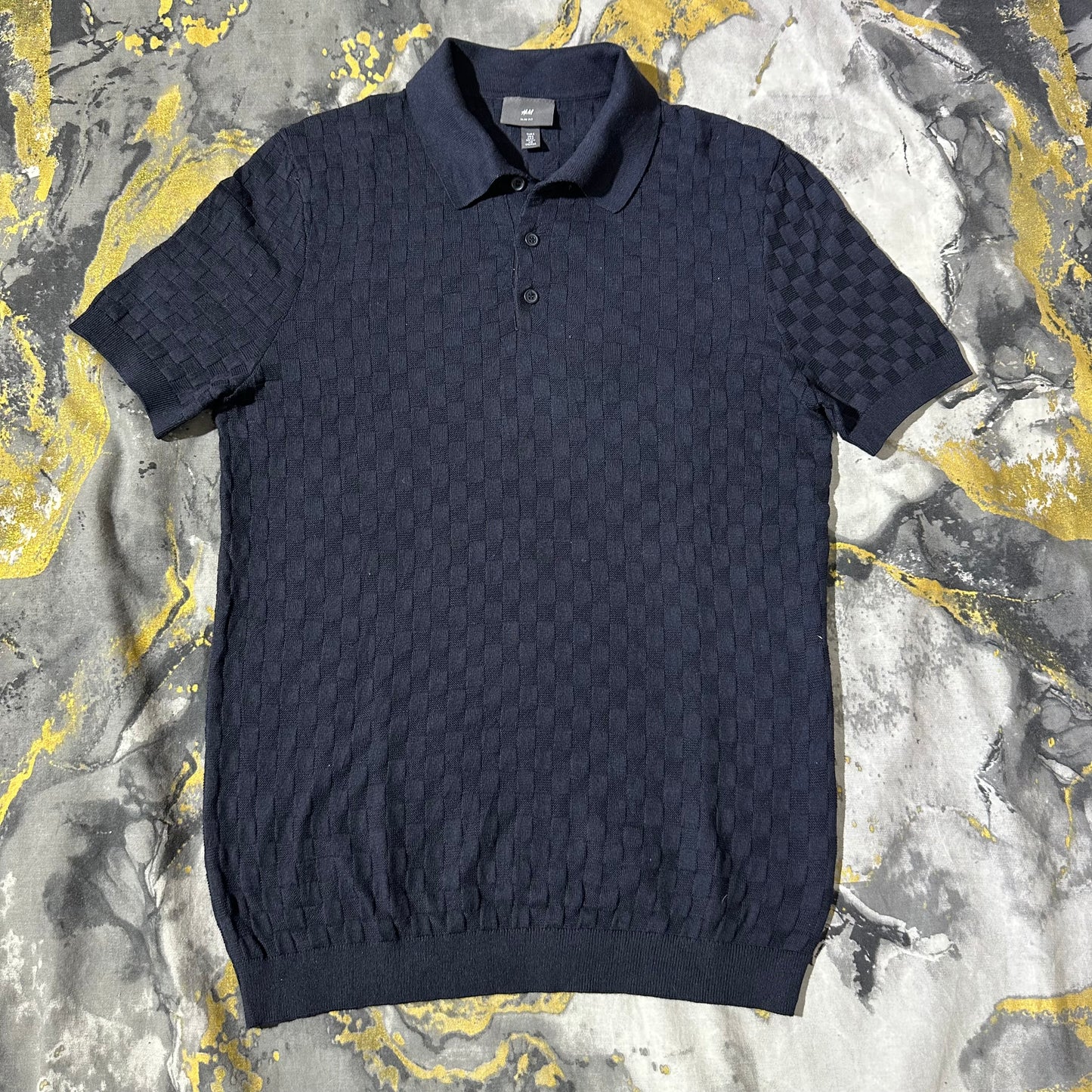 H&M Checkered Patterned Luxury Cotton Knitted Polo