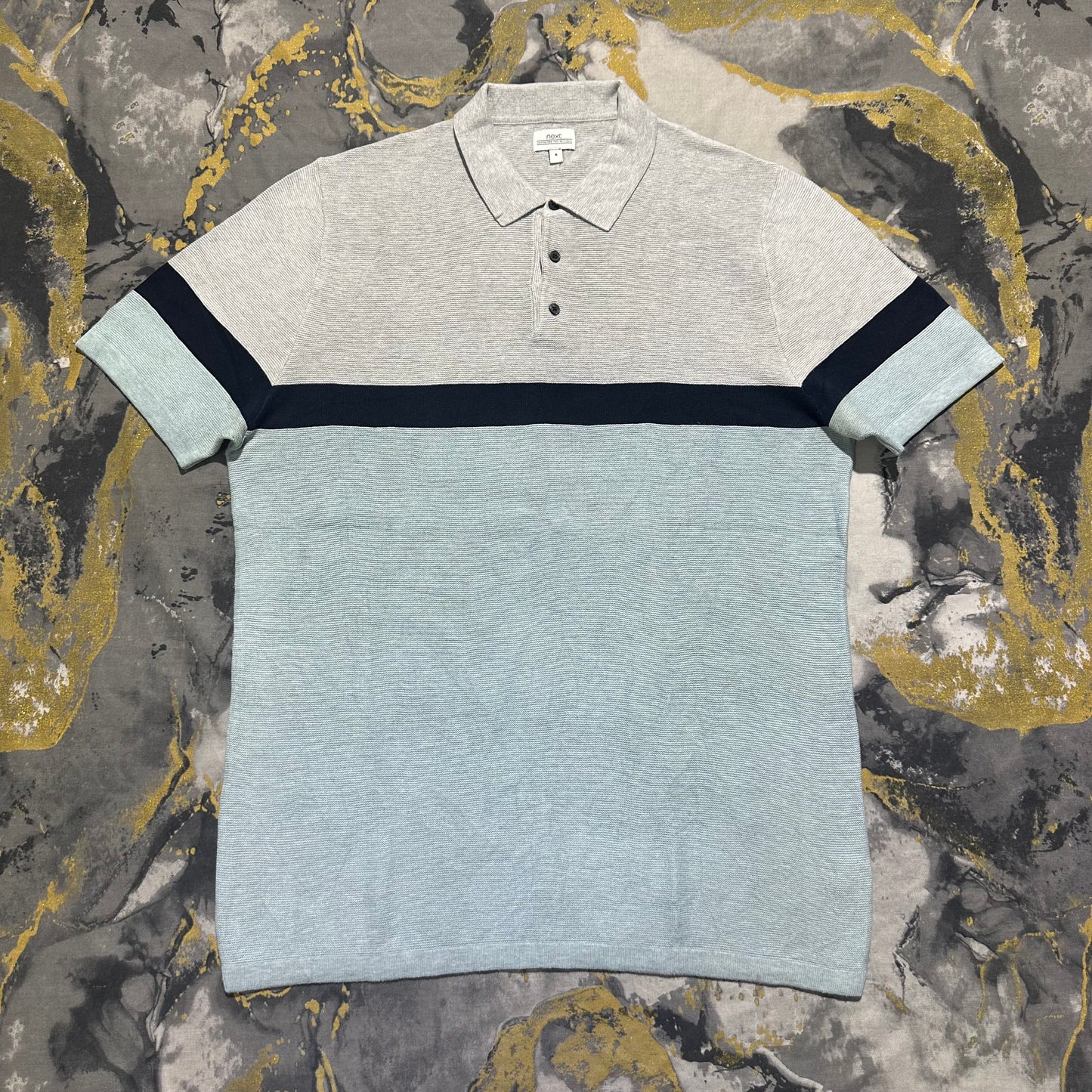 Cotton Two Toned Textured Knit Polo