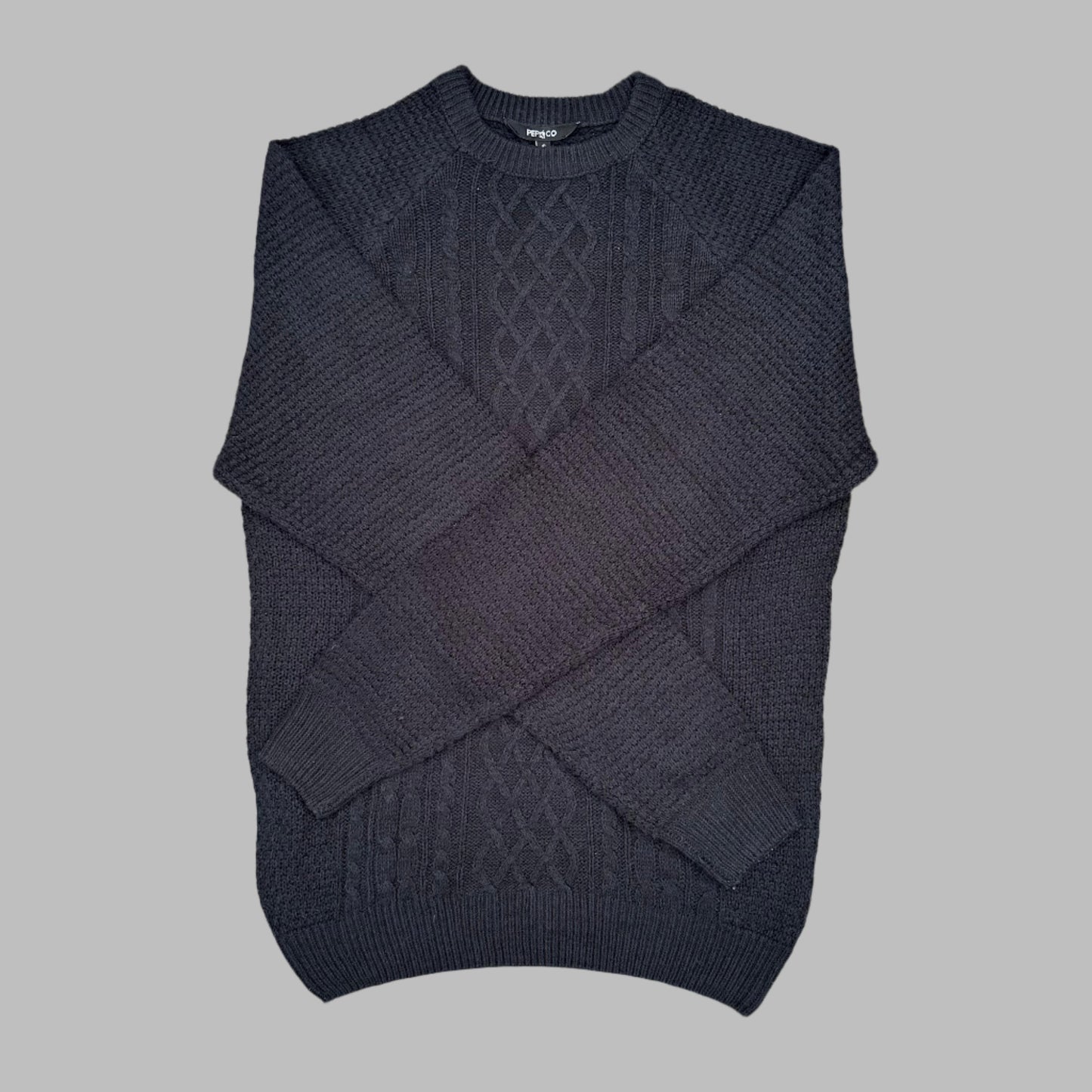 Dark Blue Full Sleeves Knitted Sweater