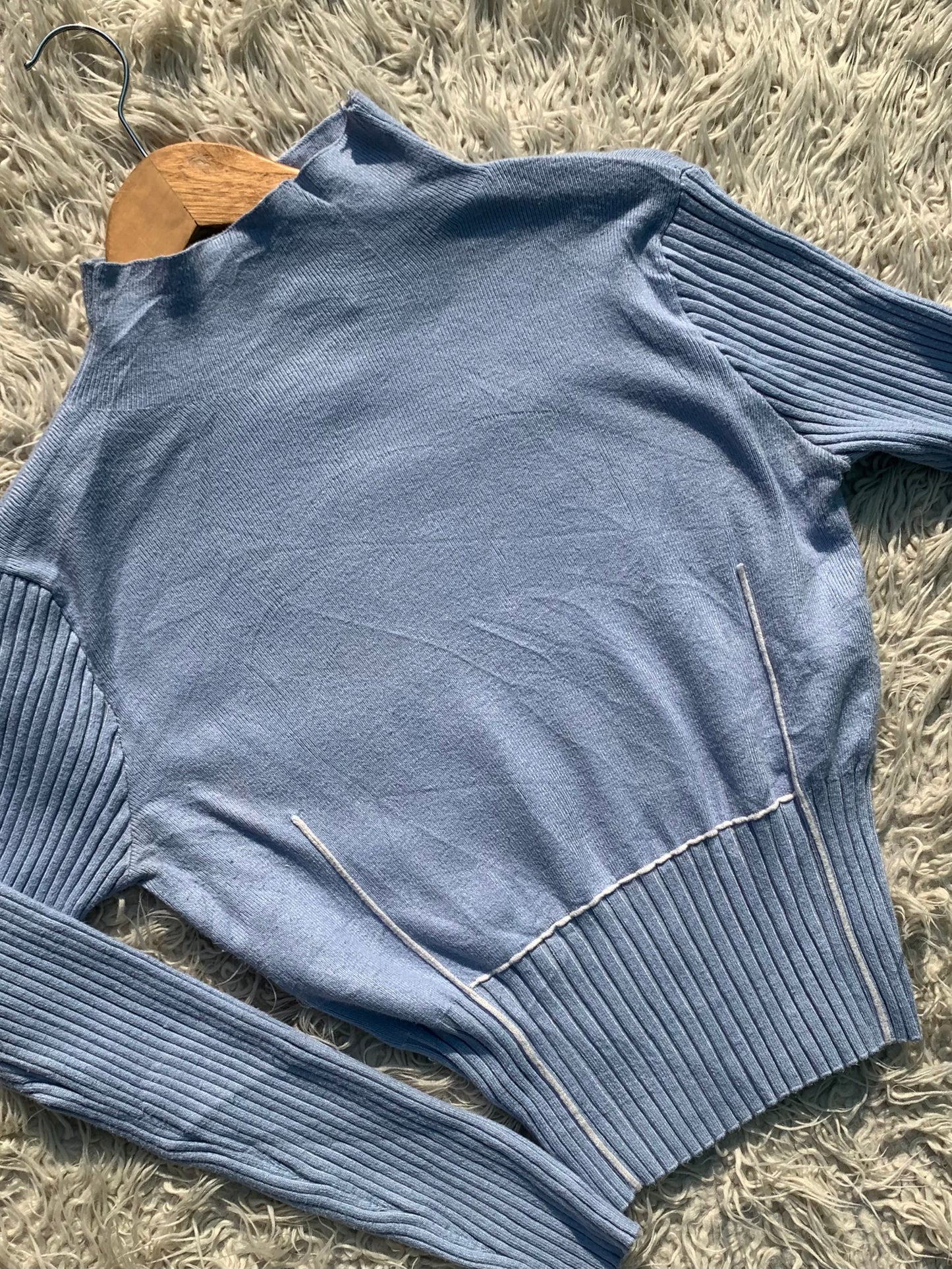 Mock Neck Blue Sweater
