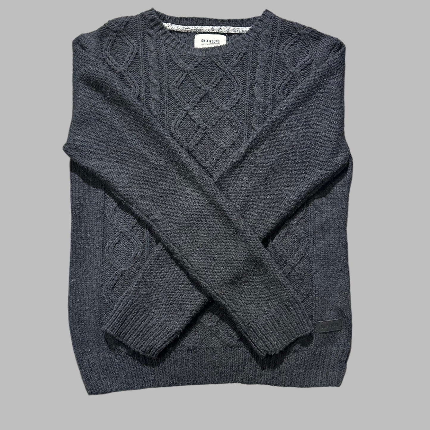 Gray Black Full Sleeves Sweater