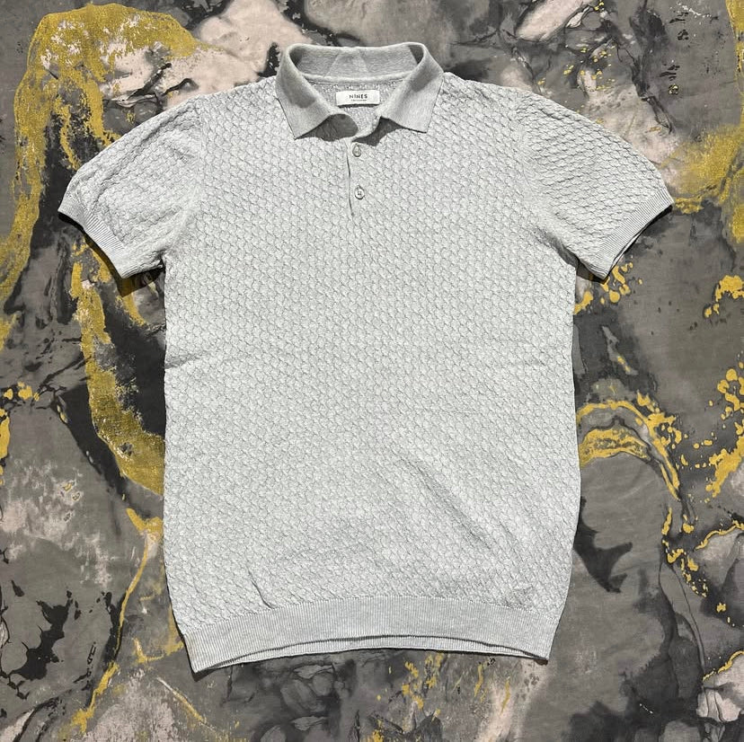 Light Grey Waffle Knit Weave Polo