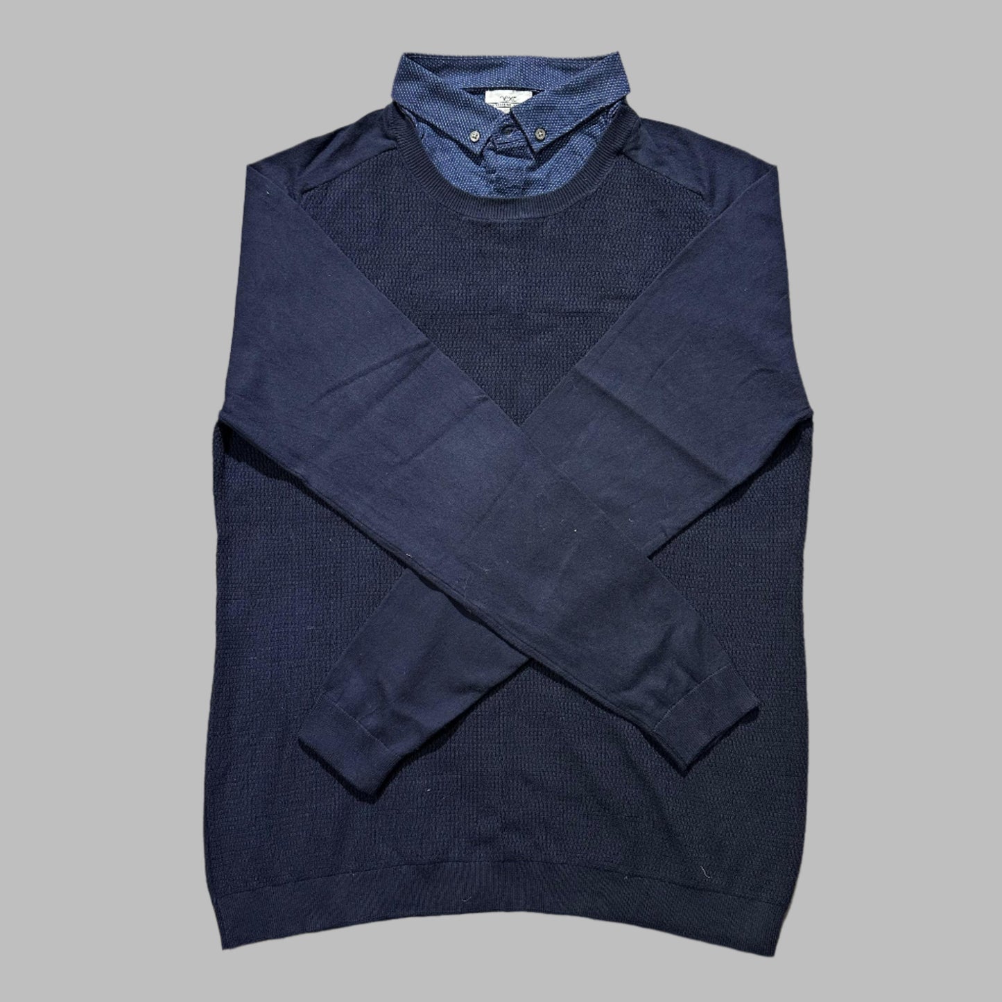 Blue Full Sleeves Collard Shirt