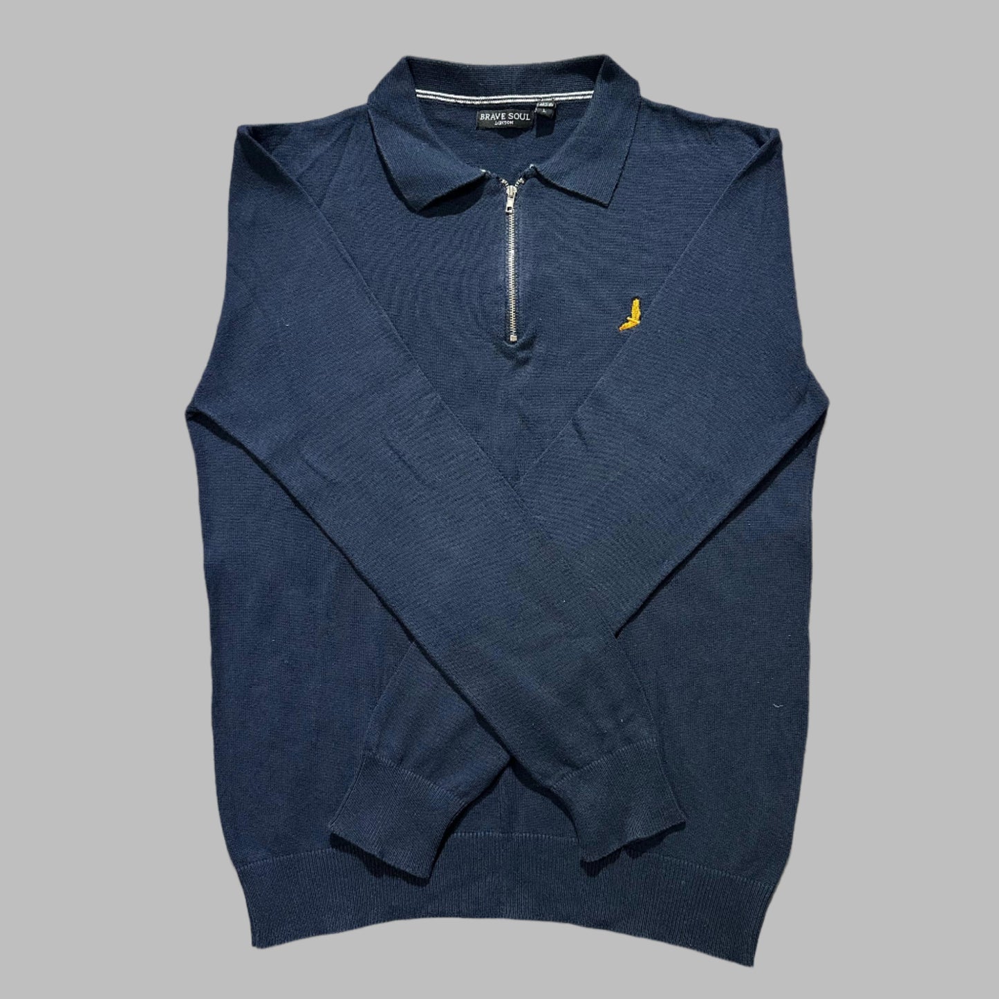 Blue Full Sleeves Half Zipper
