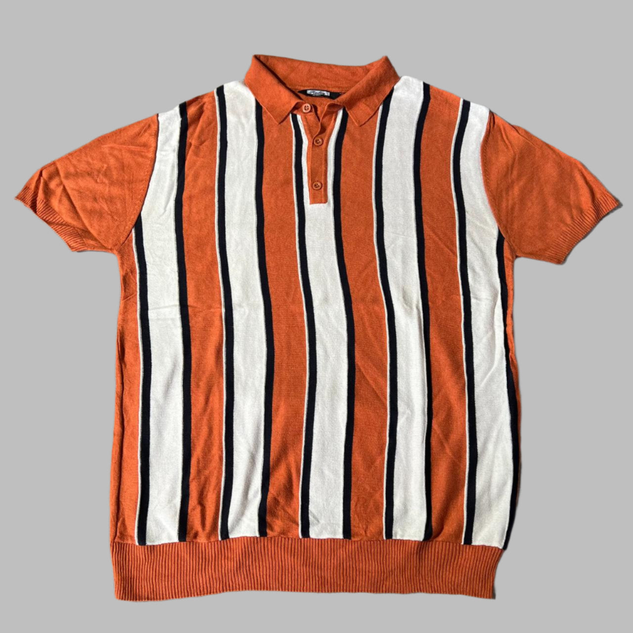 Orange Striped Half Sleeves Polo
