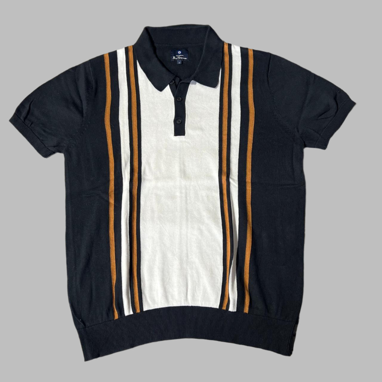 Black -White Stripped Half Sleeves Polo