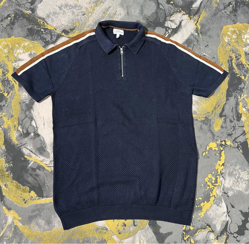 Navy Blue Half Zipper Polo