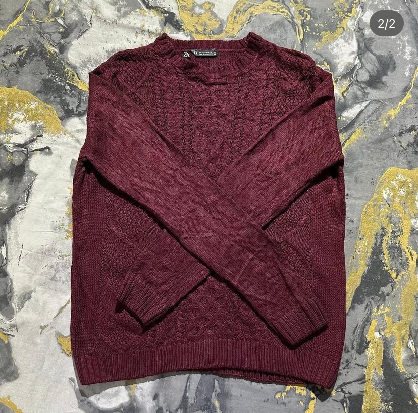 Maroon Cable Knit Sweater