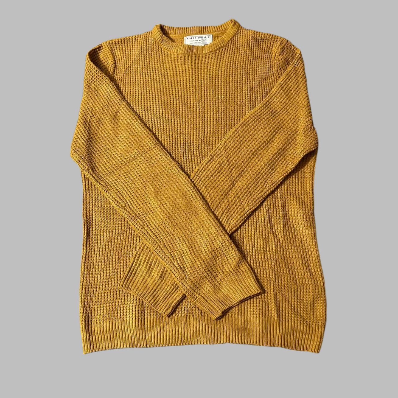Yellow Full Sleeves Textured Knit Sweater