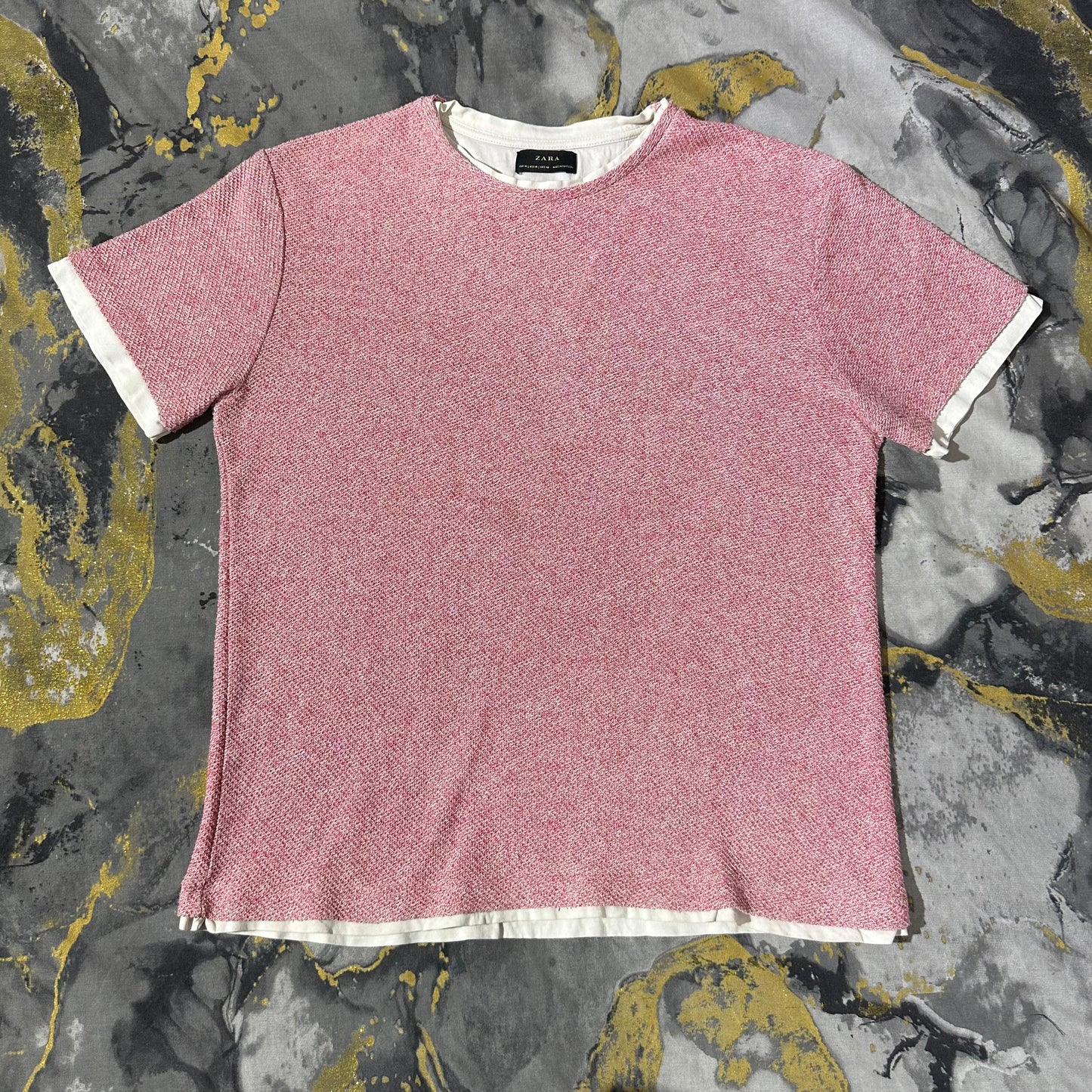 Light Pink Knitted Textured T-Shirt