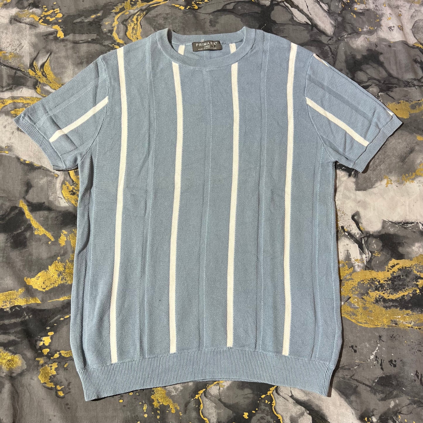 Sky Blue & White Stripes Knitted Tee