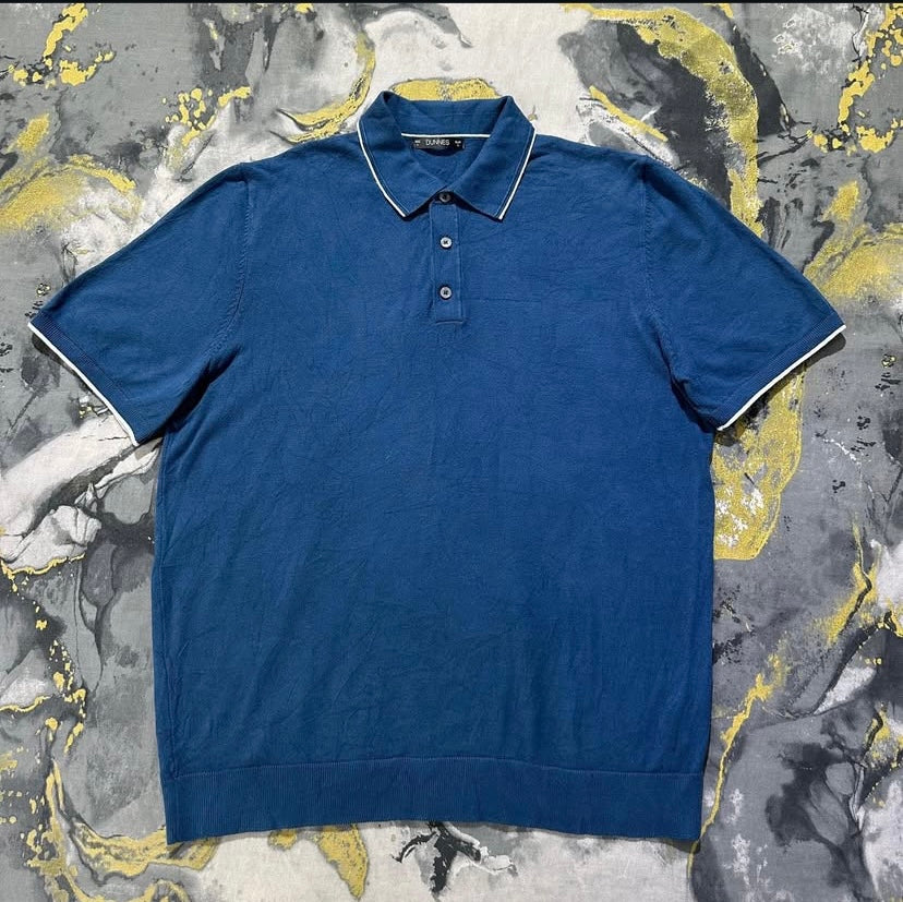 Deep Sea Blue Knitted Cotton Polo