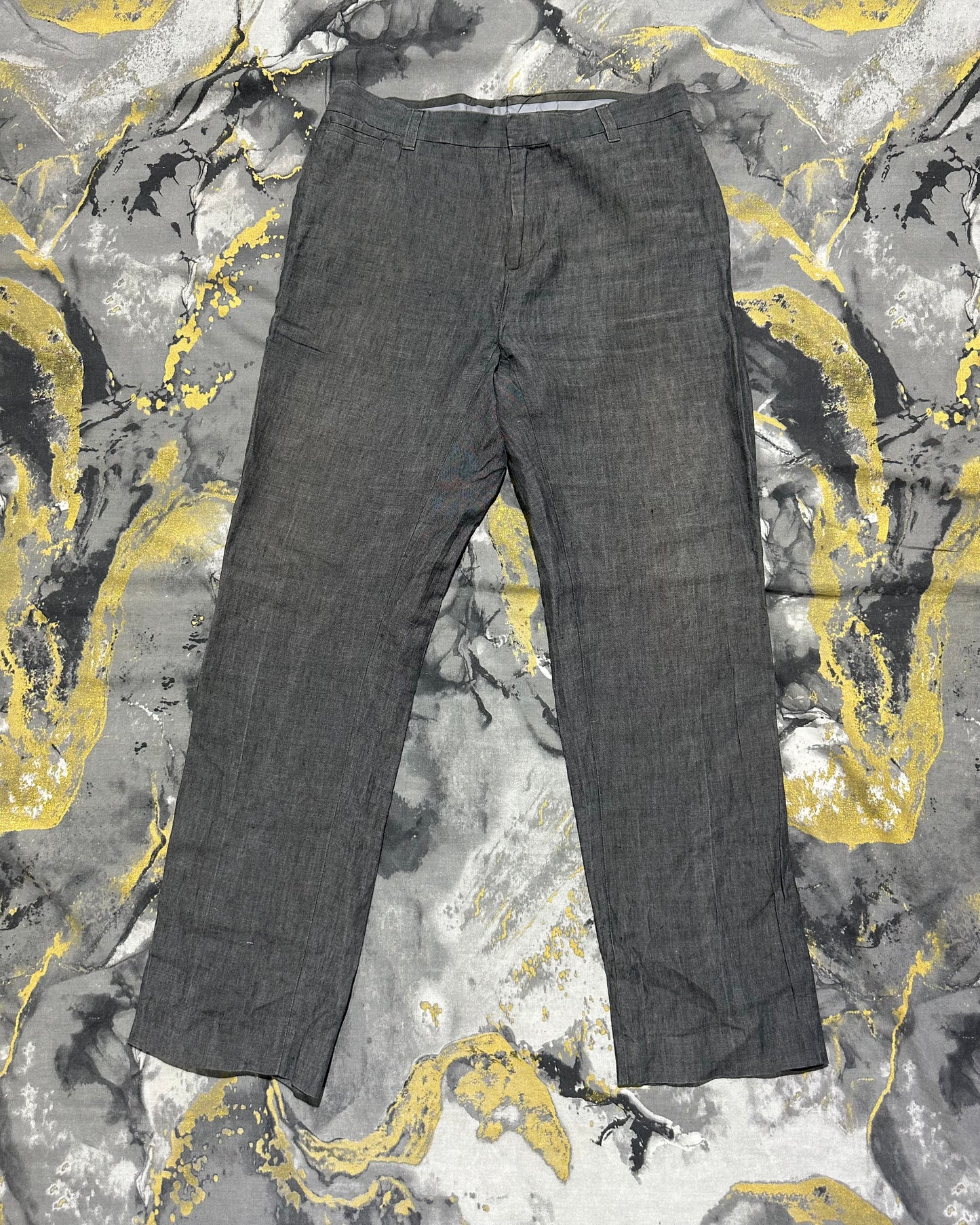 H&M Dark Grey Linen Straight Fit Pants
