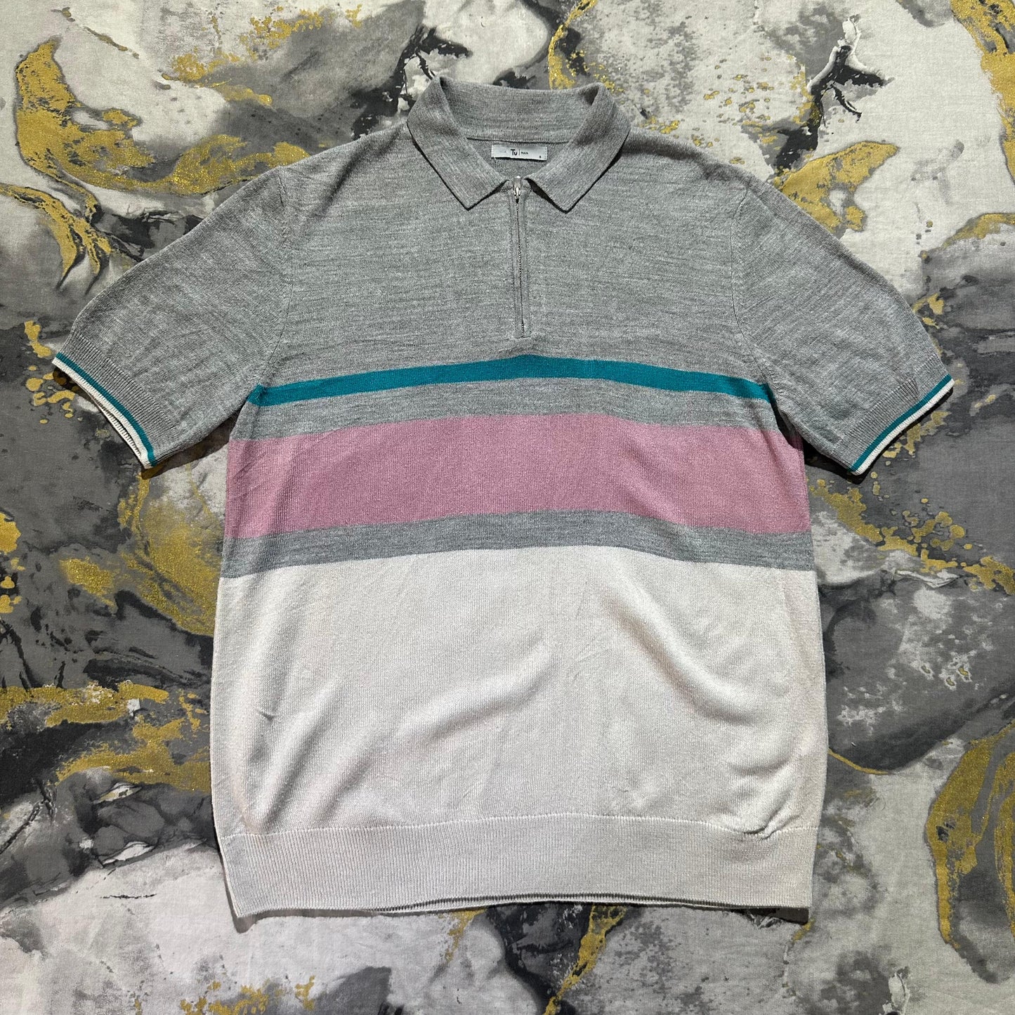 Grey Shaded Zipper Polo