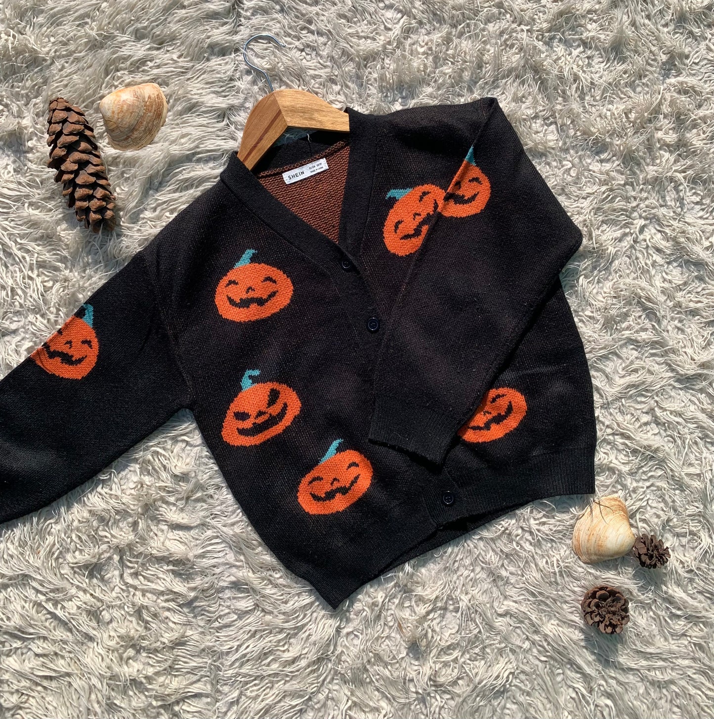 Small Black Buttoned Halloween Sweater
