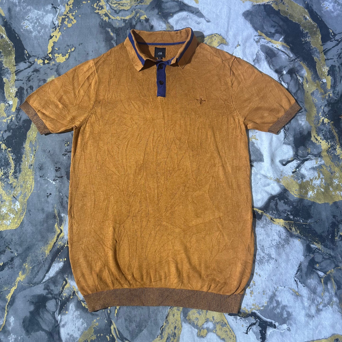 Mastard Brown Silk Cotton Knitted Polo