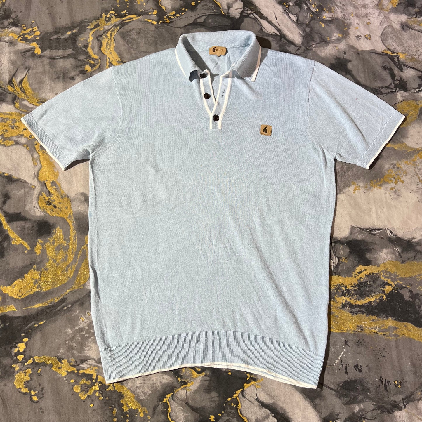 Sky Blue Knitted Half Sleeves Polo