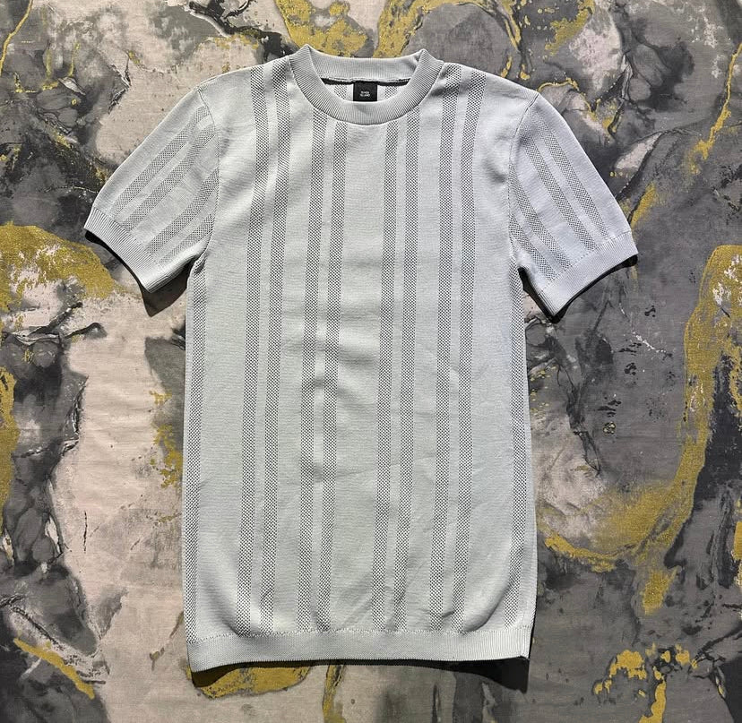 Ash Grey Striped T-Shirt