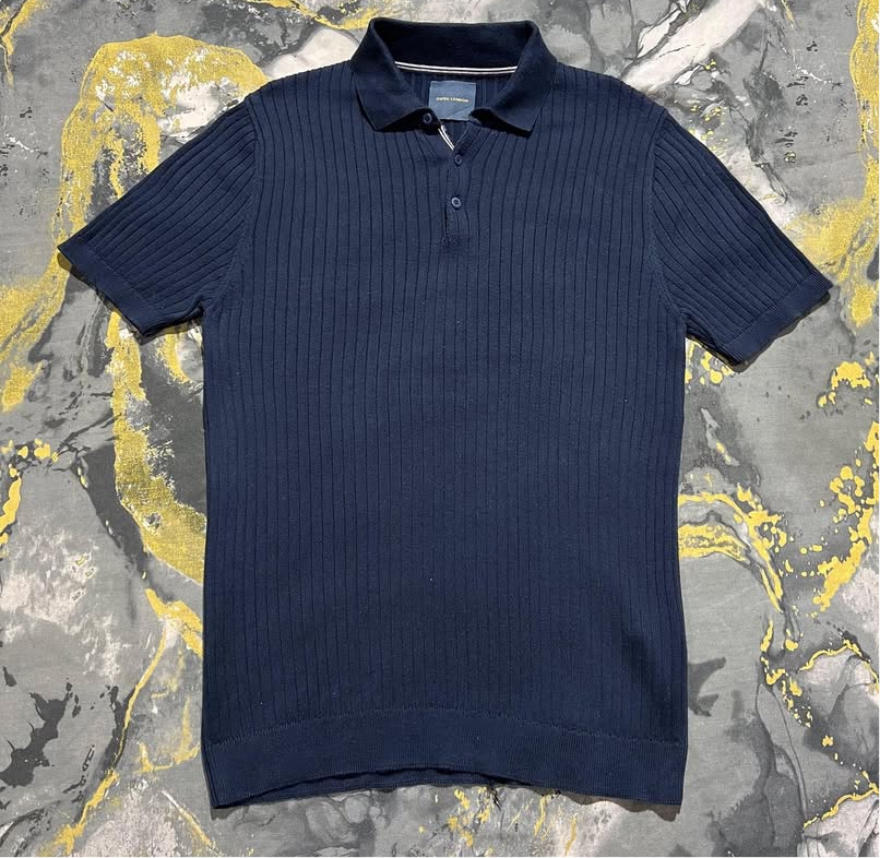 Knitted Navy-Blue Polo