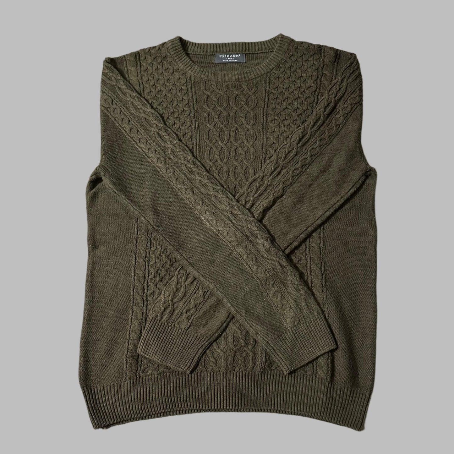 Large Green Knitted Full Sleeves Sweater