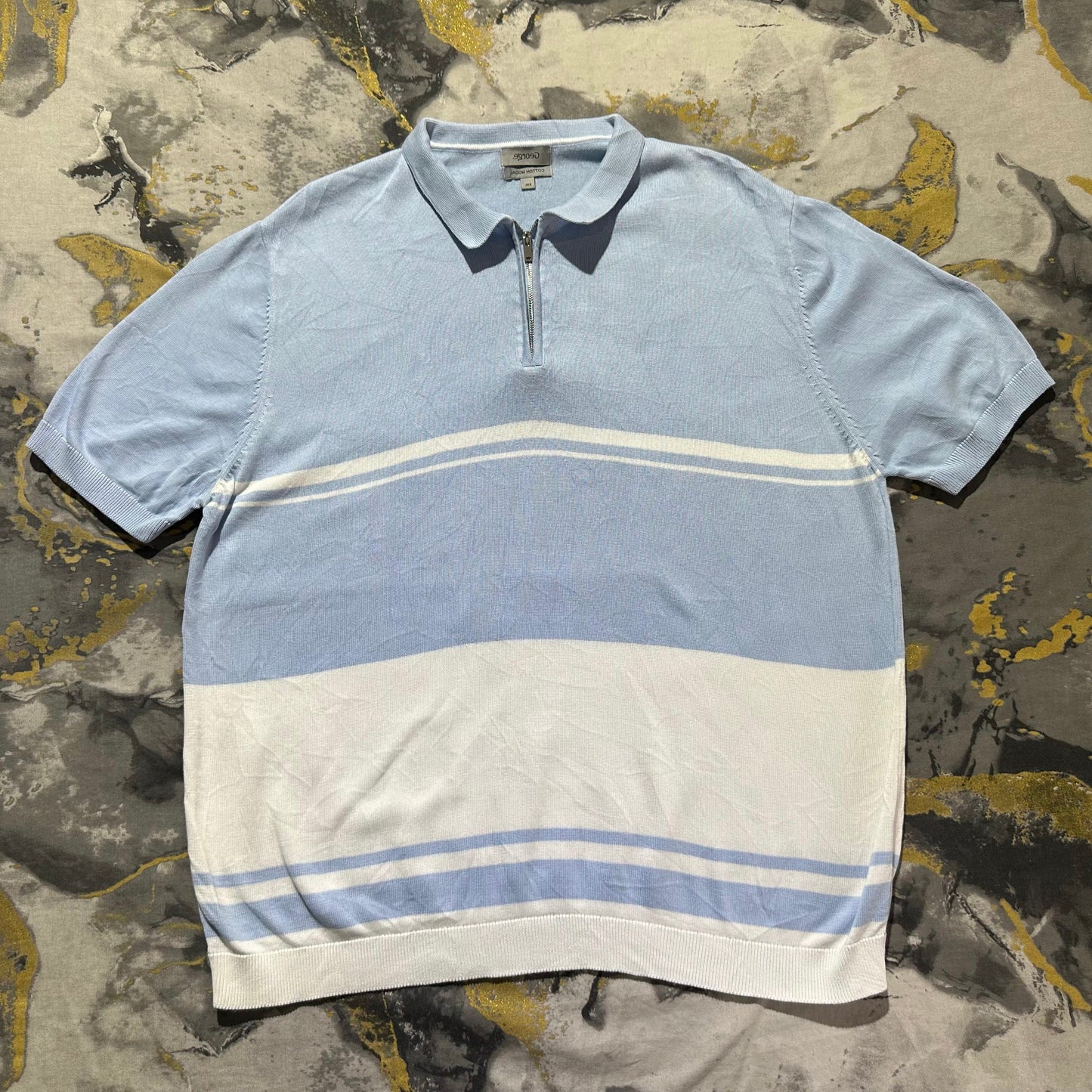 Sky-Blue Zipper Polo
