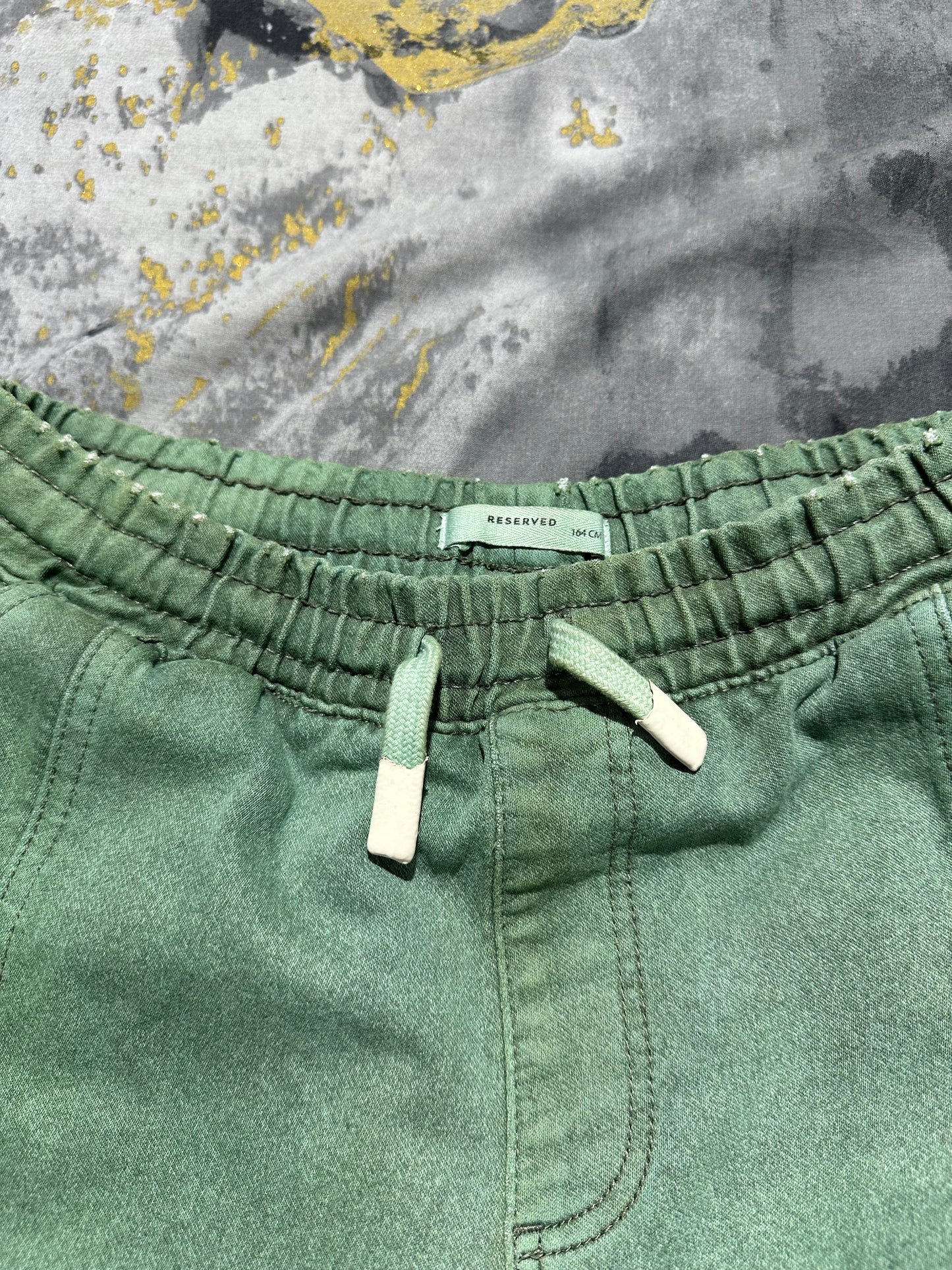 Reserved Faded Green Cotton Shorts