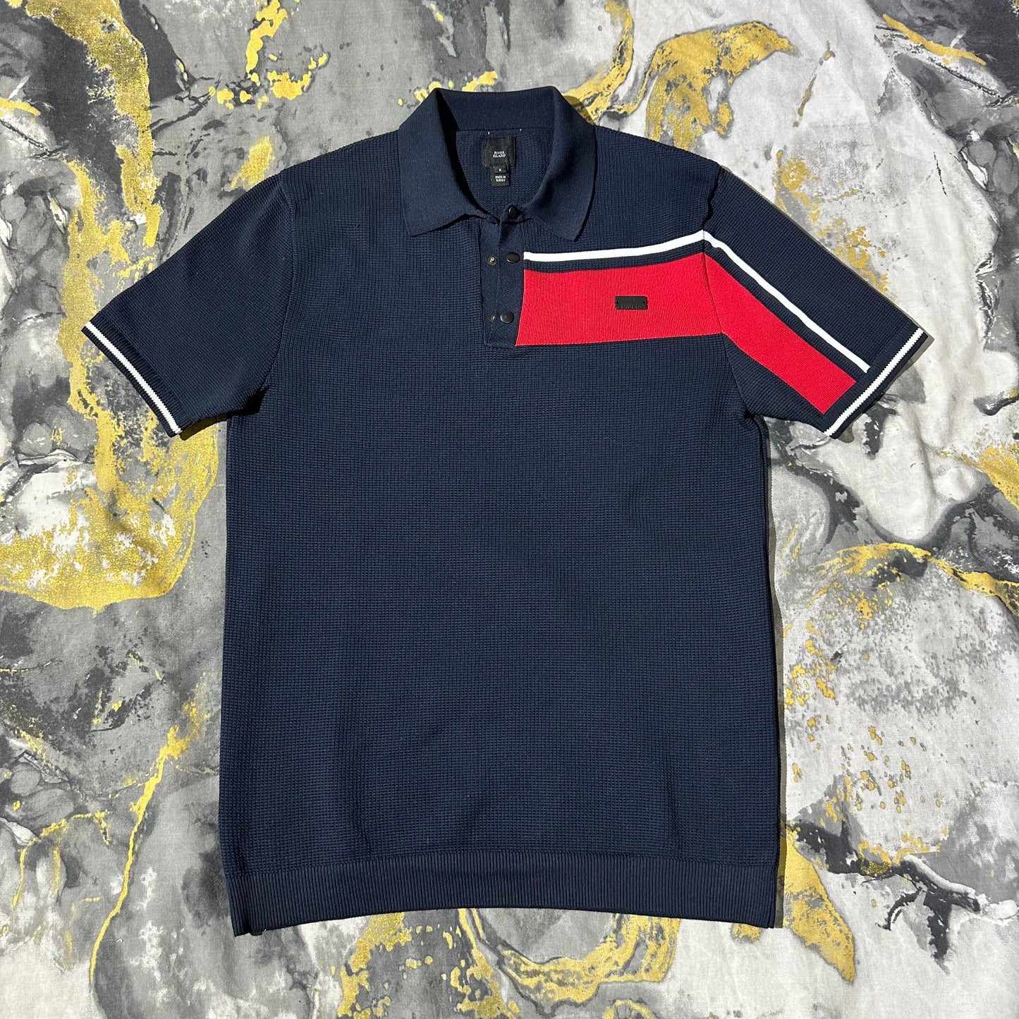 River Island Waffle Knit Textured Polo