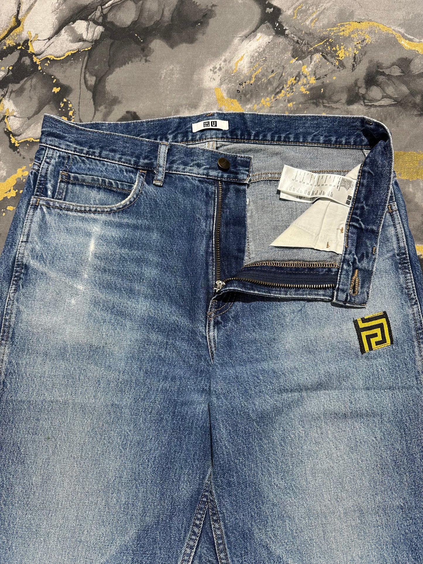 Uniqlo Blue Washed Pattern Jeans