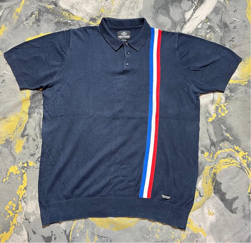 Navy-Blue Striped Polo