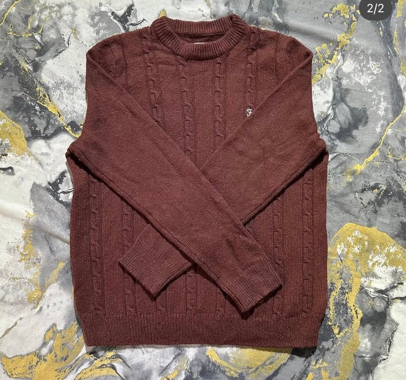 Brick Red Cable Knit Sweater