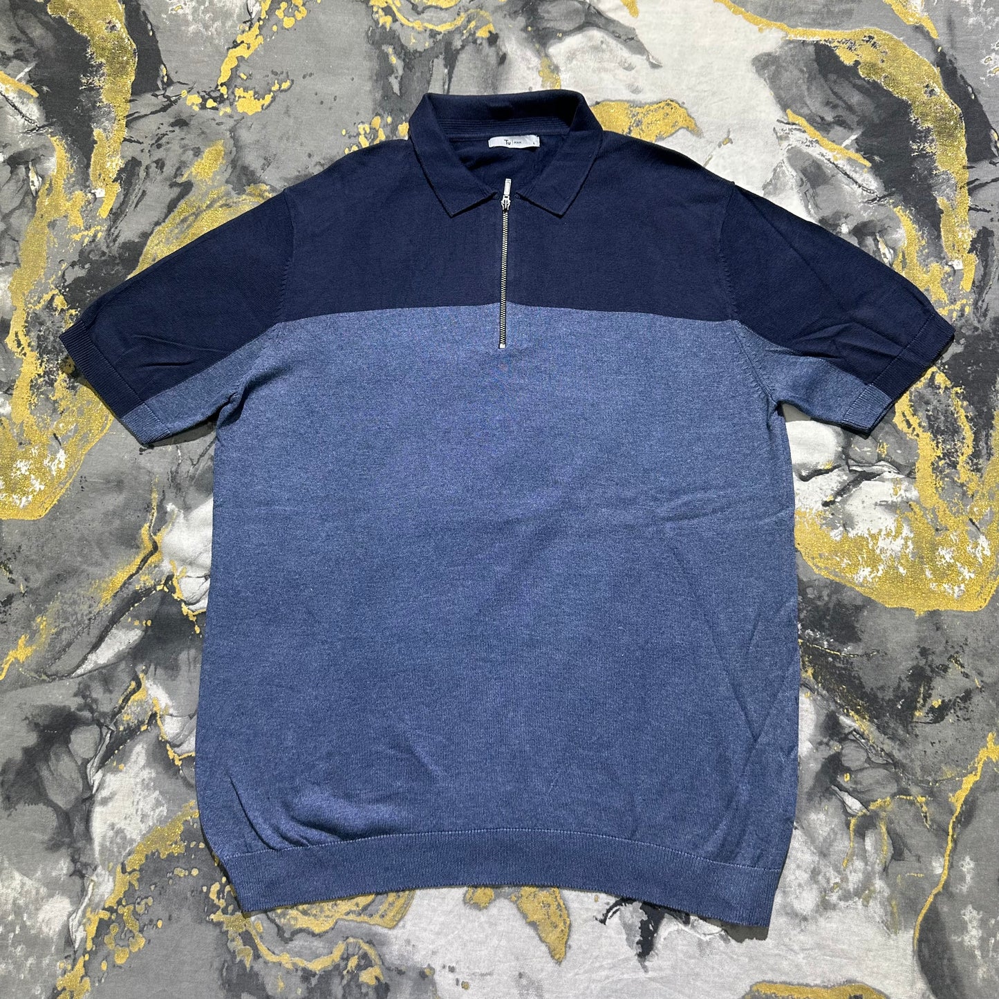 TU Two Toned Soft Cotton Zipper Knitted Polo