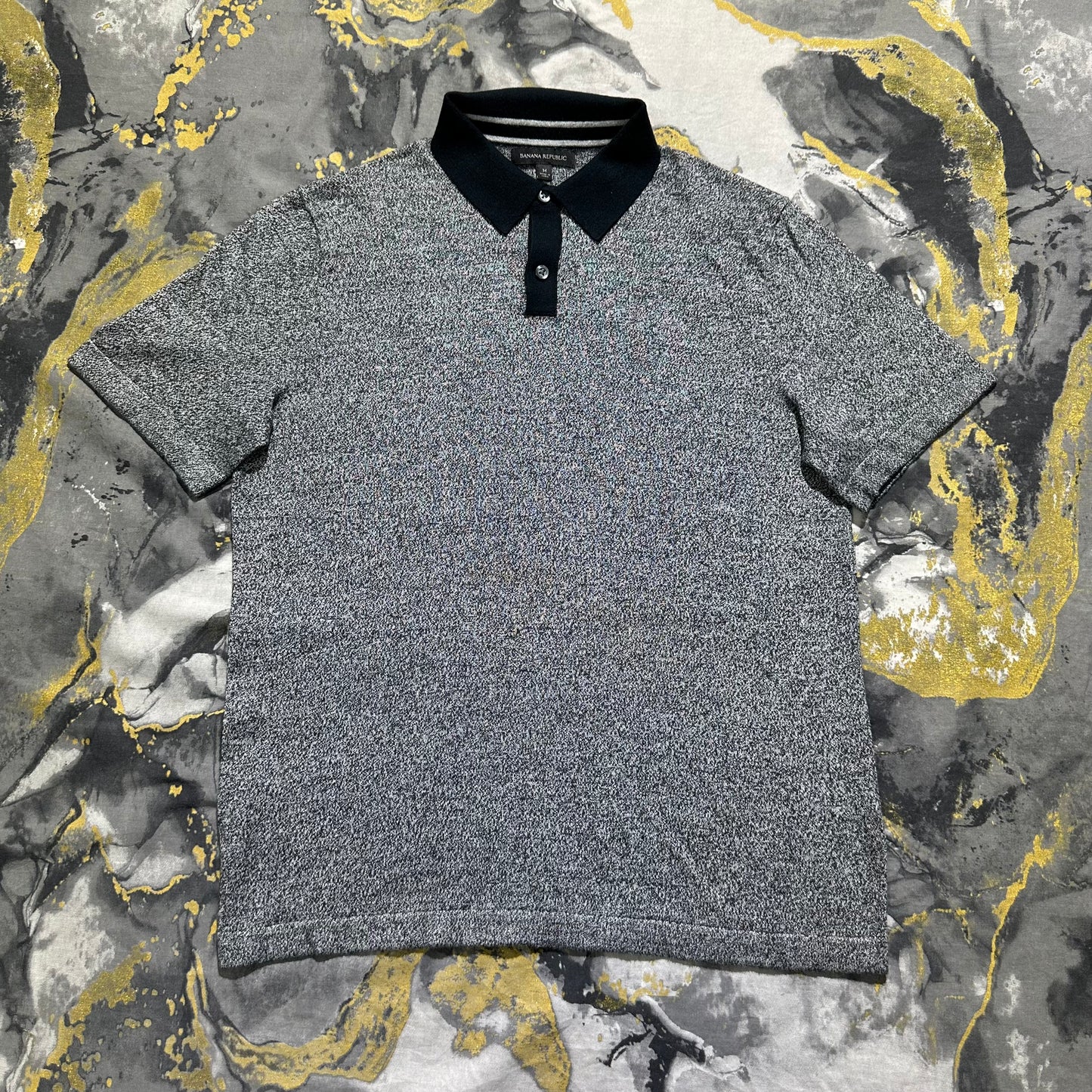BR Dark Gray and White Soft Cotton Thread Knitted Polo