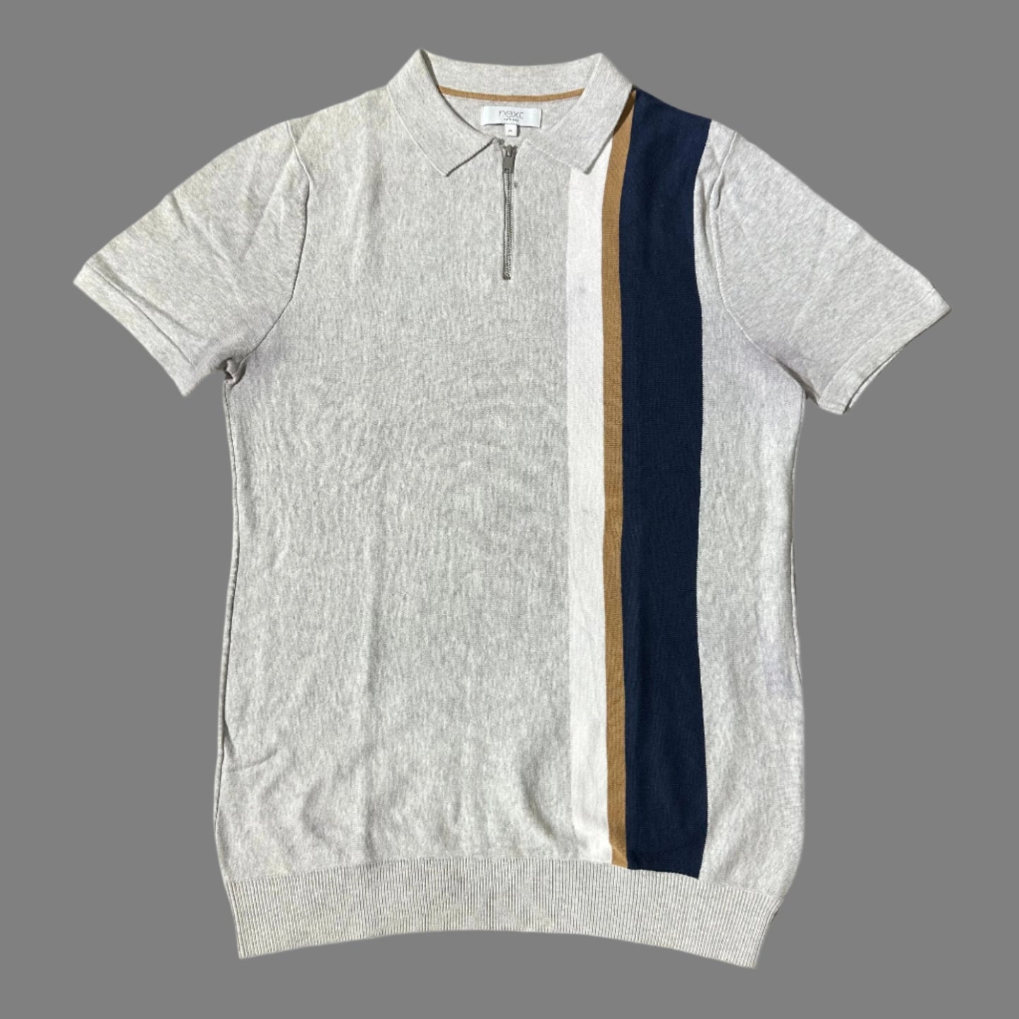 Next Gray Vintage Look Knitted Polo