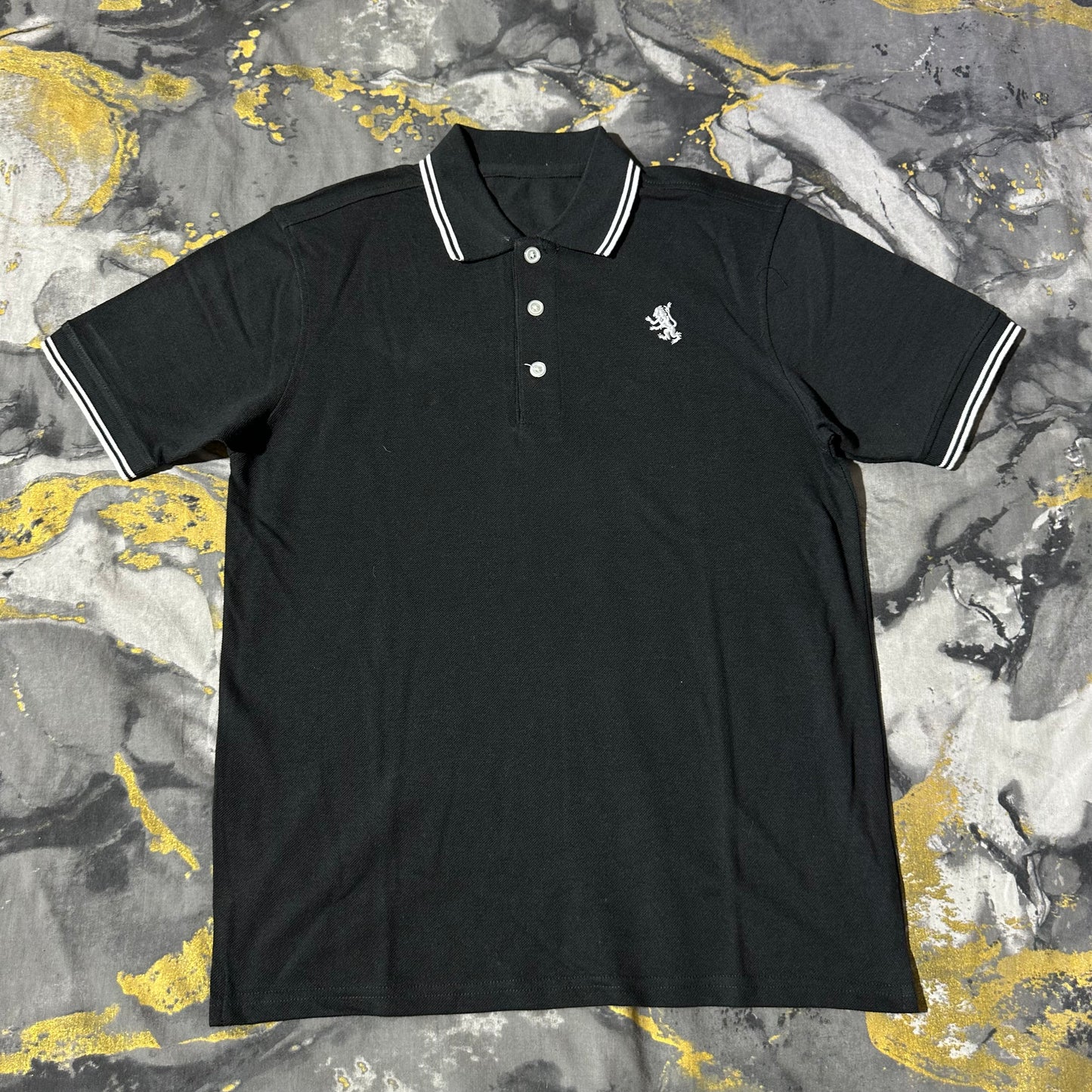 Black Pique Cotton Polo