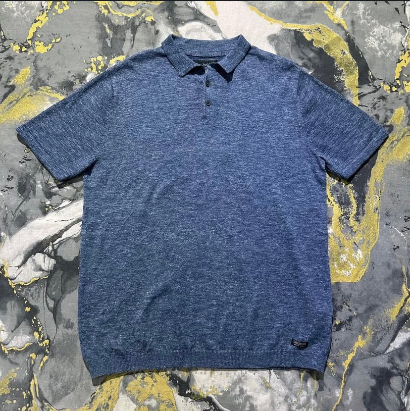 Grayish Blue Two Thread Blend Knitted Polo
