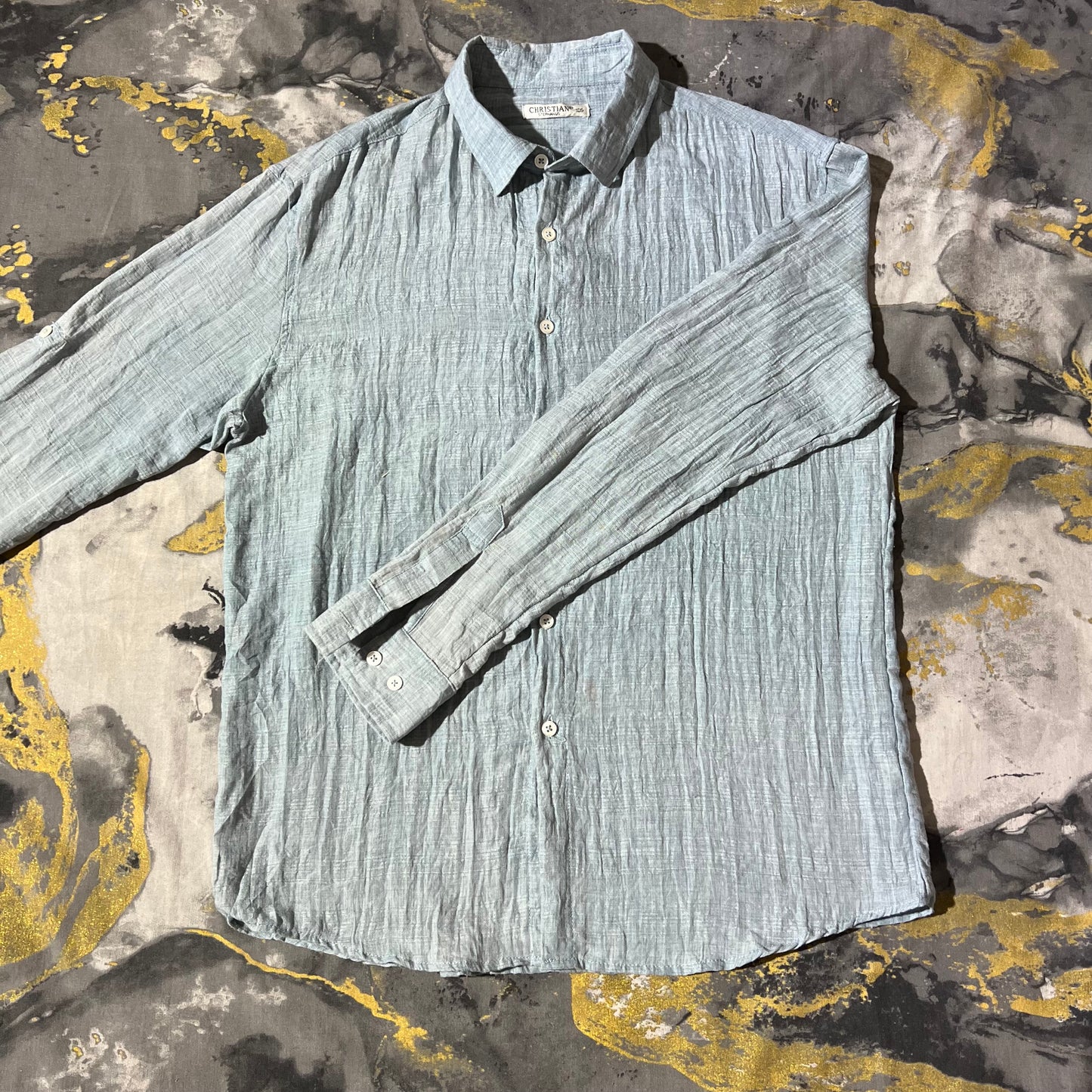 Blue Linen Full Sleeves Buttoned Down