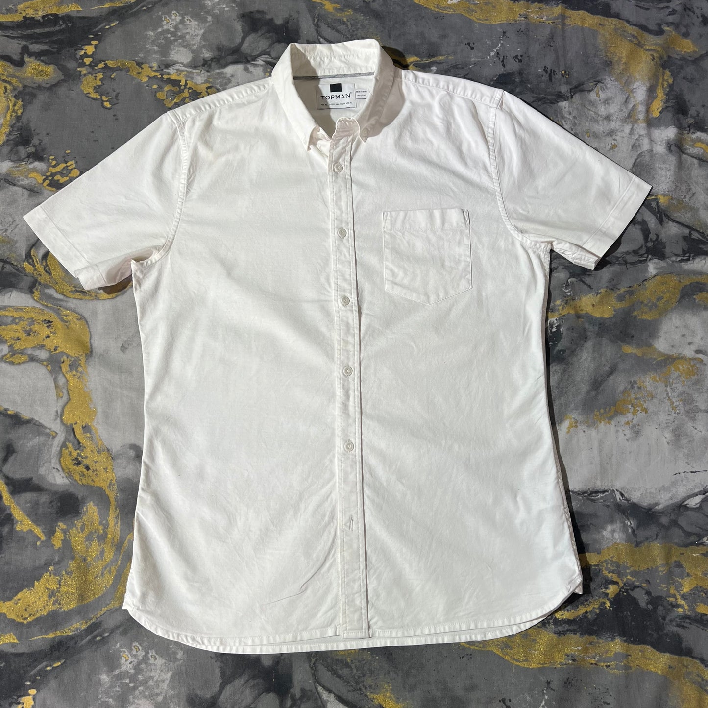 Topman White Cotton Half Sleeves Buttoned Down