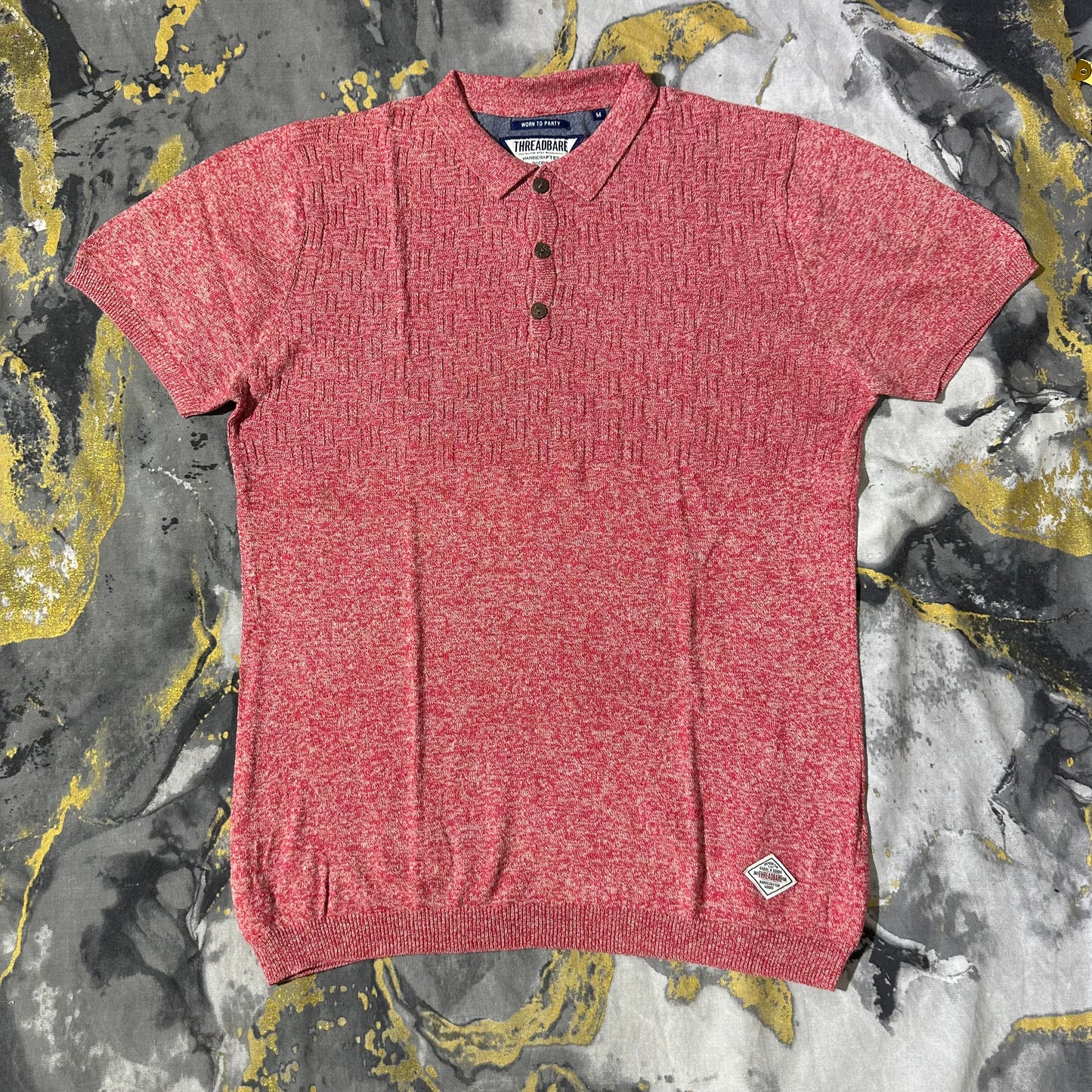 Pink Patterned Knitted Polo