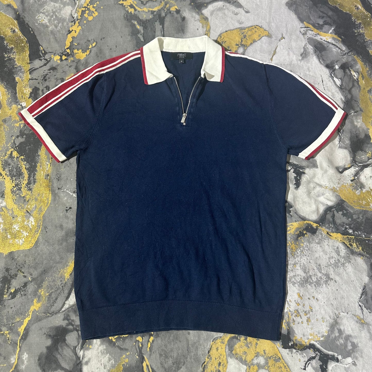 Next Dark Blue Zipper Polo
