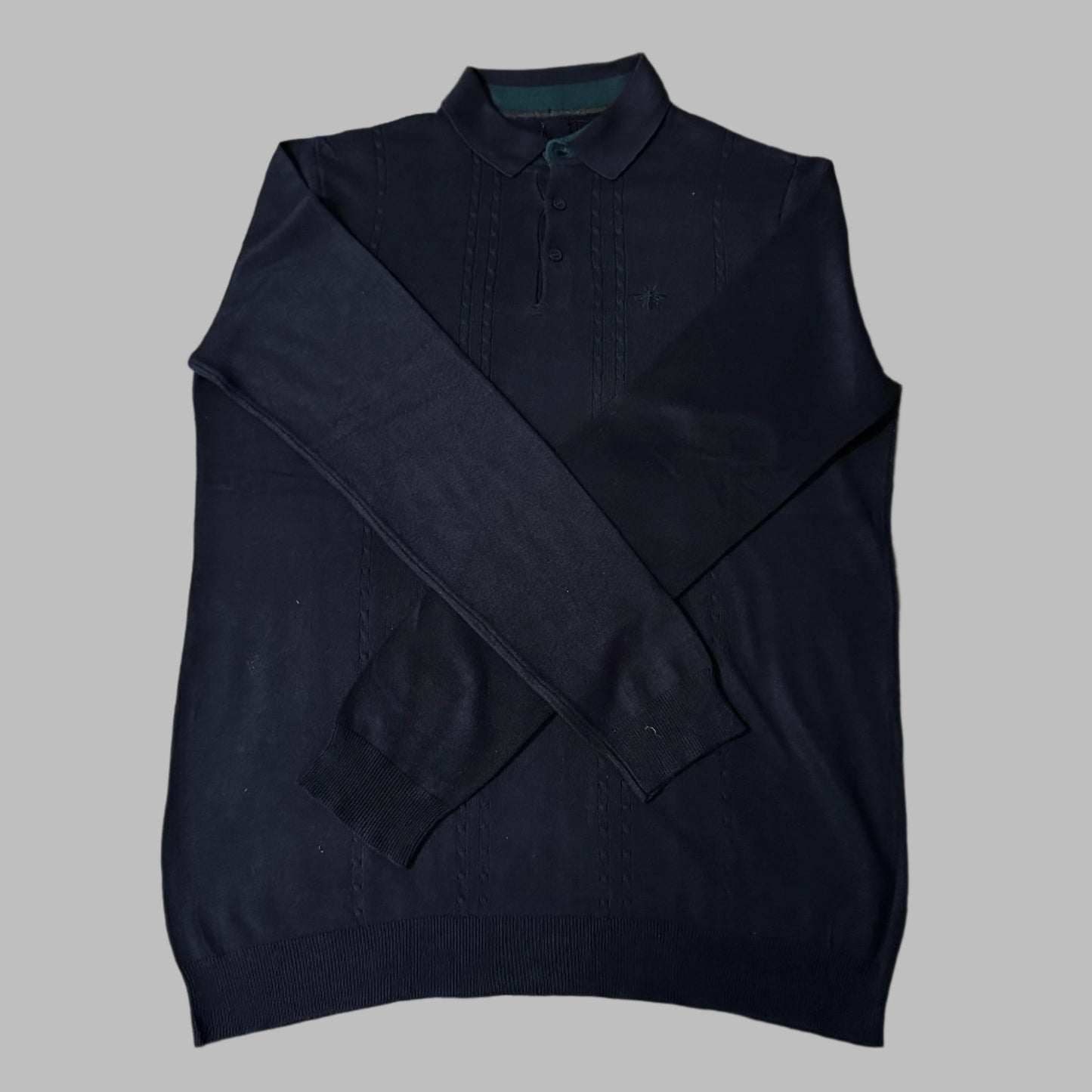 Large Dark Blue Silk Cotton Polo