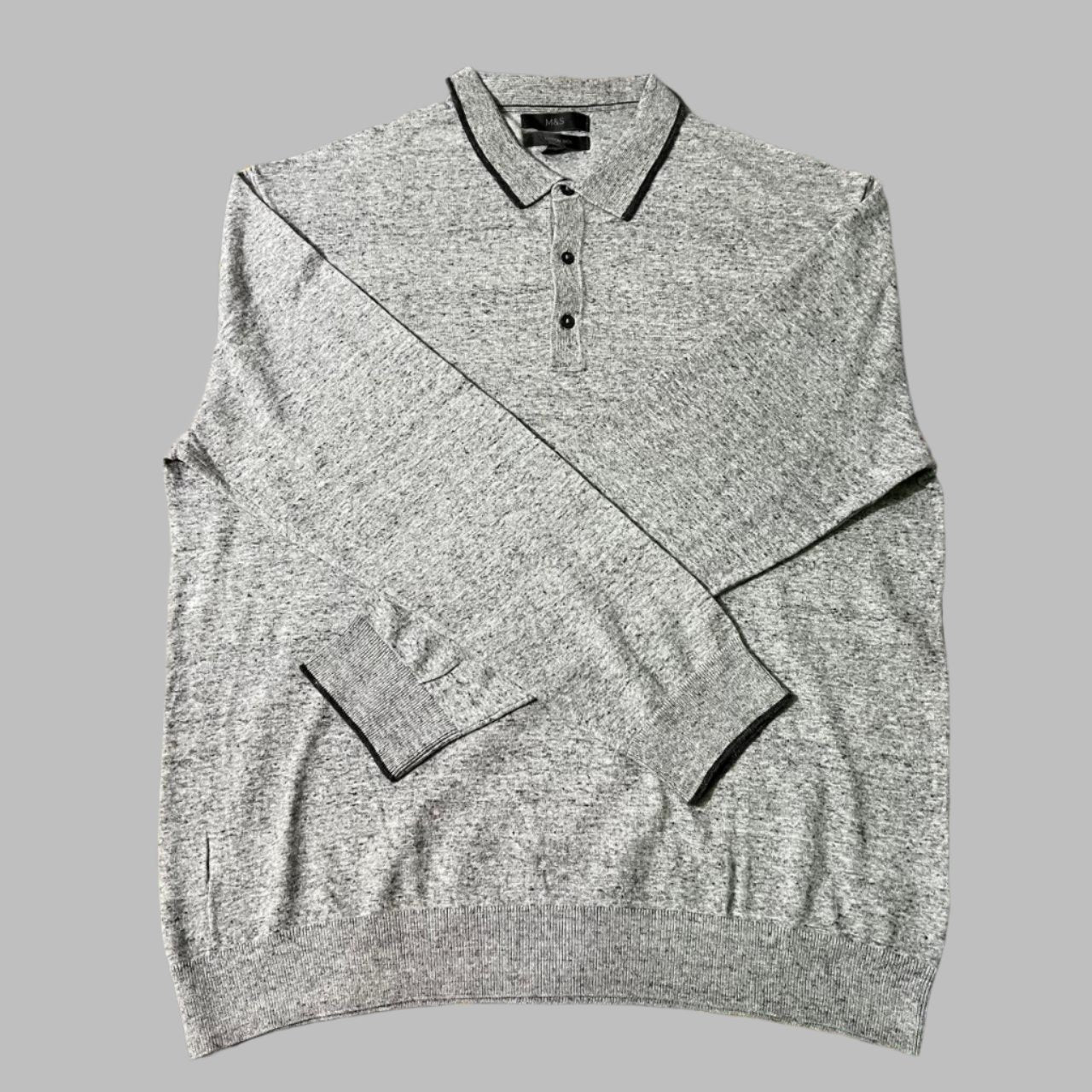 Large Light Gray Full Sleeves Collar Polo