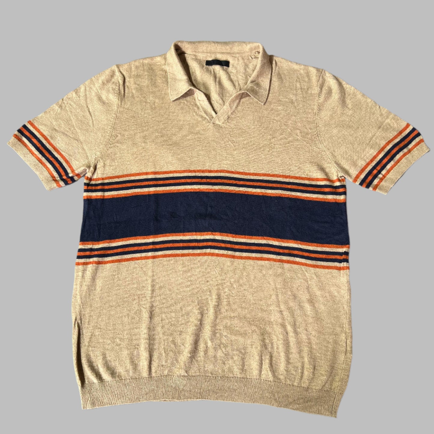 Beige Busan Collar Knitted Polo